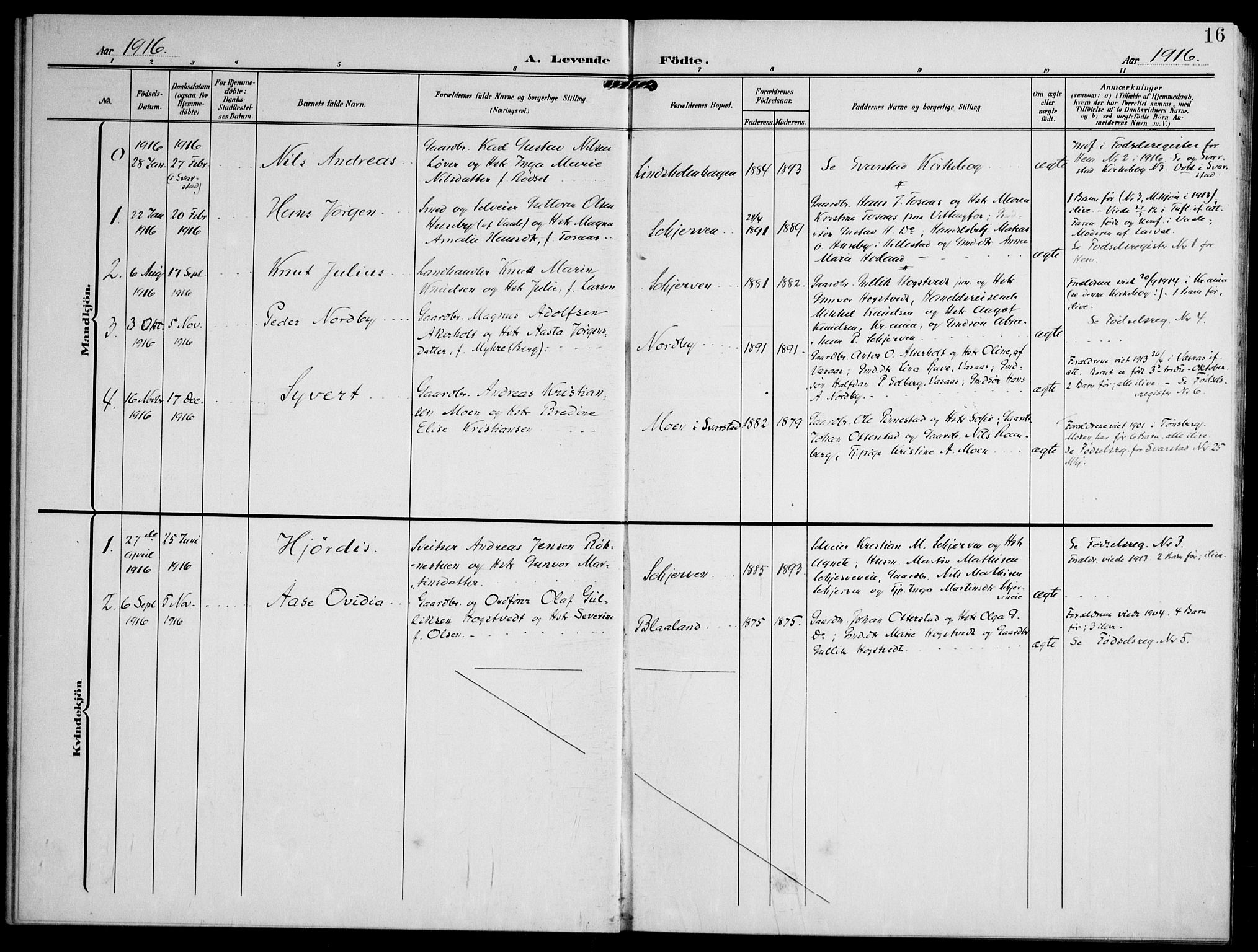 Lardal kirkebøker, SAKO/A-350/F/Fc/L0002: Parish register (official) no. III 2, 1907-1921, p. 16