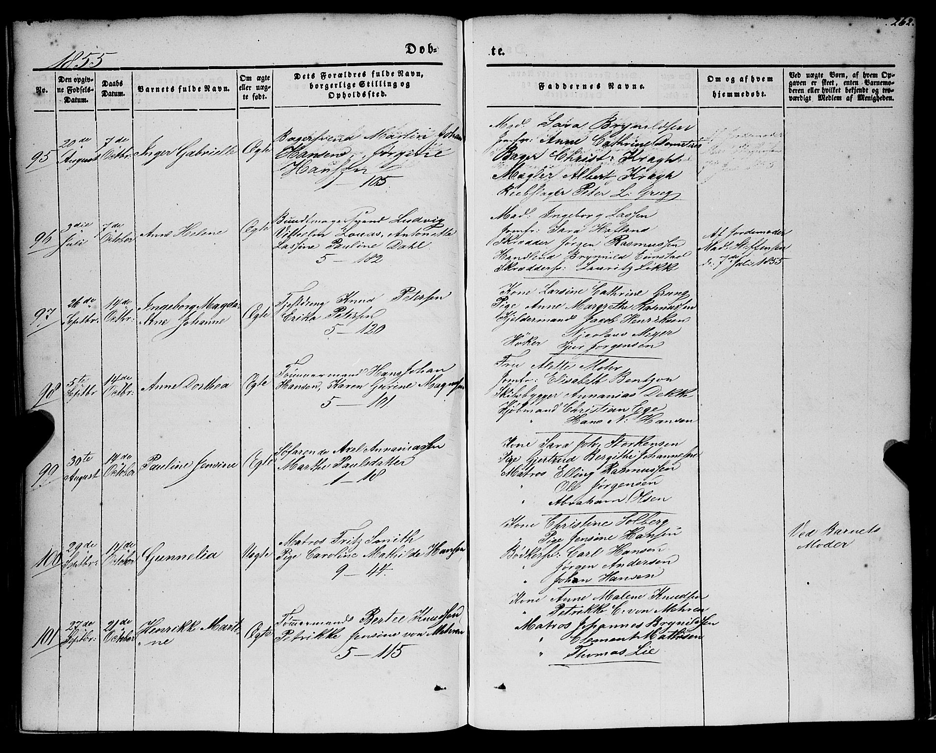 Nykirken Sokneprestembete, AV/SAB-A-77101/H/Haa/L0014: Parish register (official) no. B 1, 1844-1858, p. 262