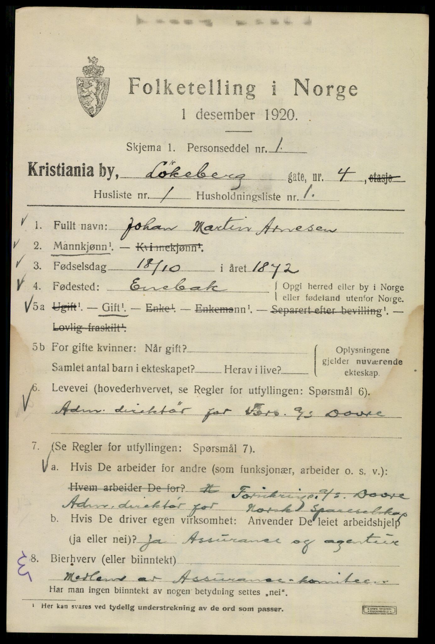 SAO, 1920 census for Kristiania, 1920, p. 366939