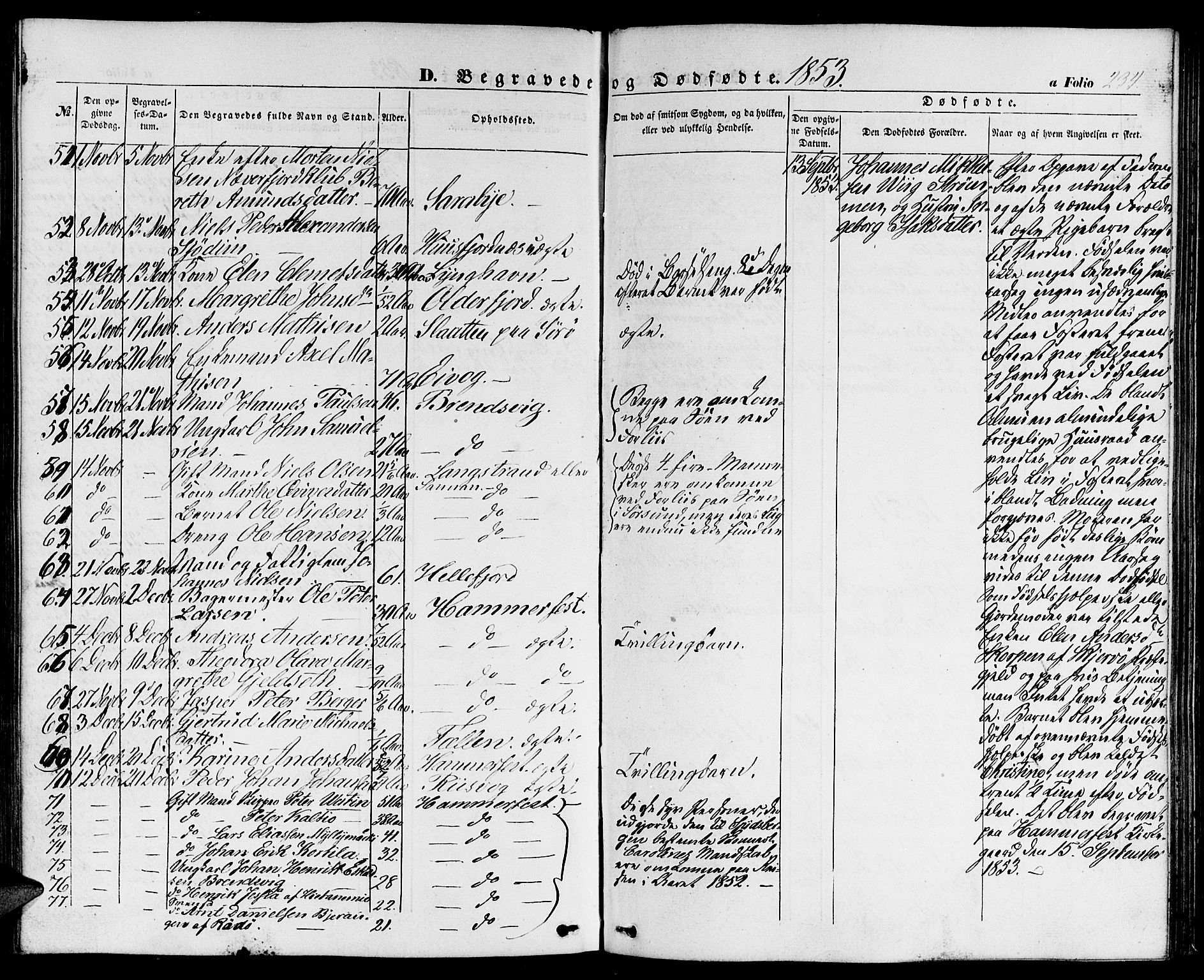 Hammerfest sokneprestkontor, AV/SATØ-S-1347/H/Hb/L0002.klokk: Parish register (copy) no. 2, 1851-1861, p. 234