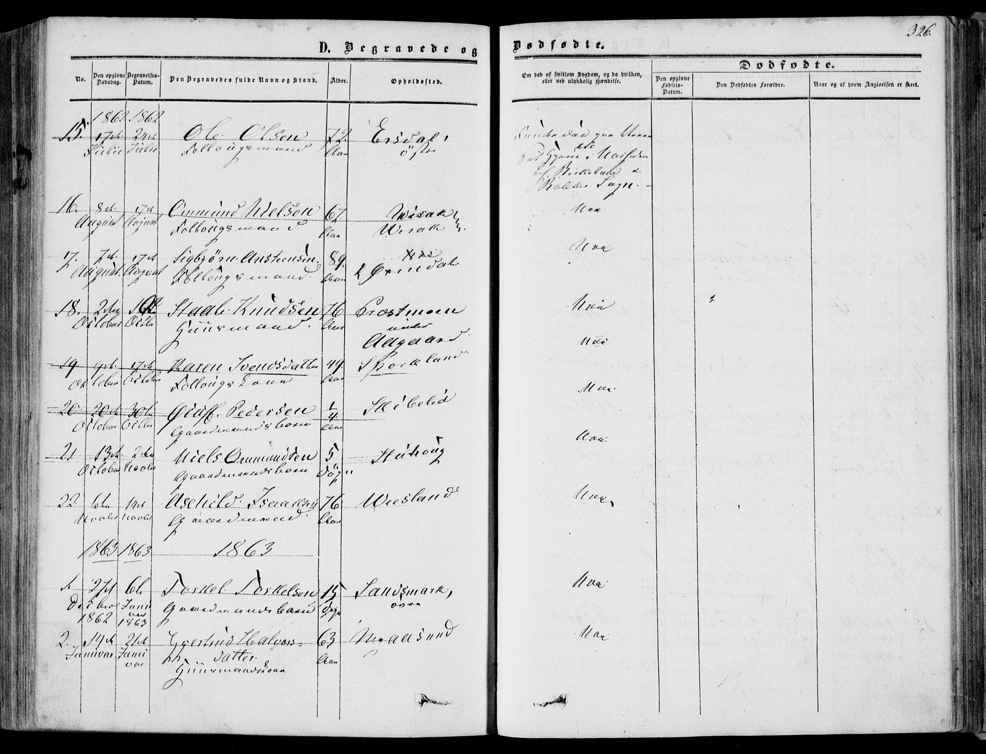 Bakke sokneprestkontor, SAK/1111-0002/F/Fa/Faa/L0006: Parish register (official) no. A 6, 1855-1877, p. 326