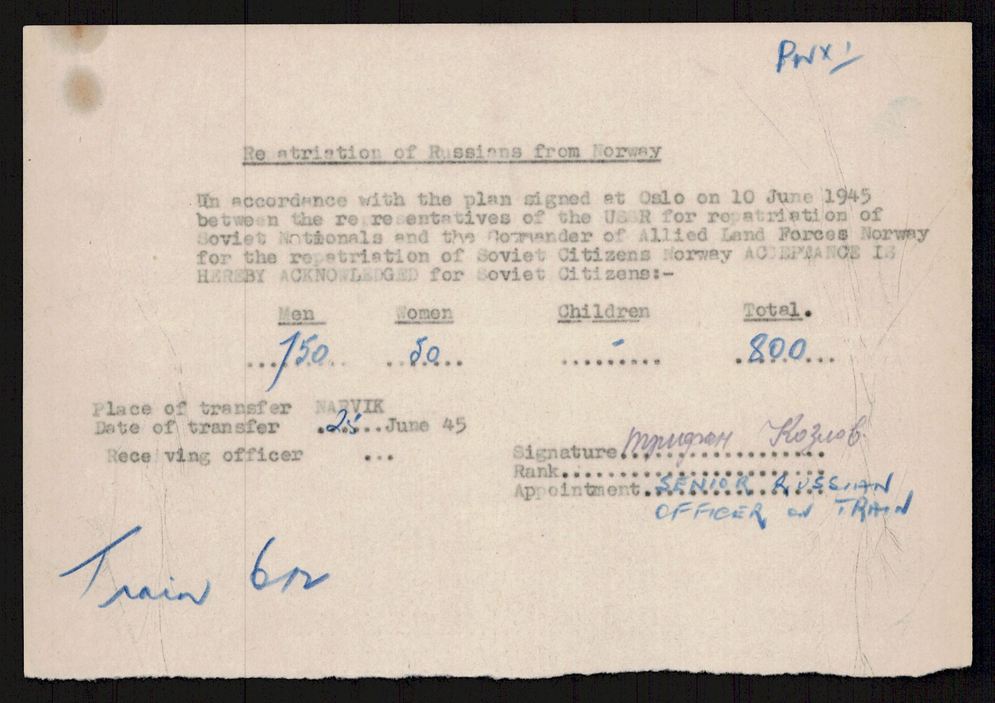 Flyktnings- og fangedirektoratet, Repatrieringskontoret, AV/RA-S-1681/D/Db/L0016: Displaced Persons (DPs) og sivile tyskere, 1945-1948, p. 1038