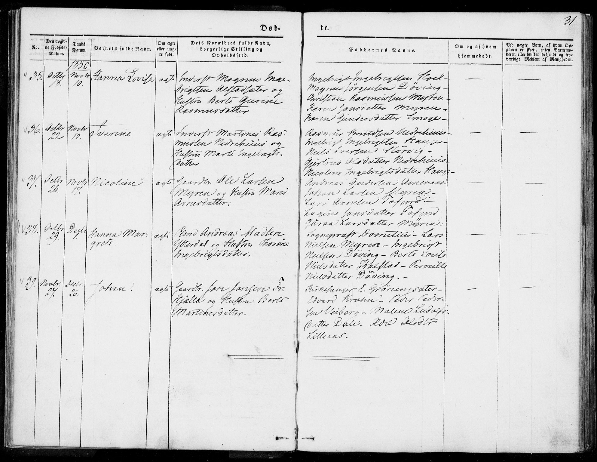 Ministerialprotokoller, klokkerbøker og fødselsregistre - Møre og Romsdal, SAT/A-1454/519/L0249: Parish register (official) no. 519A08, 1846-1868, p. 31