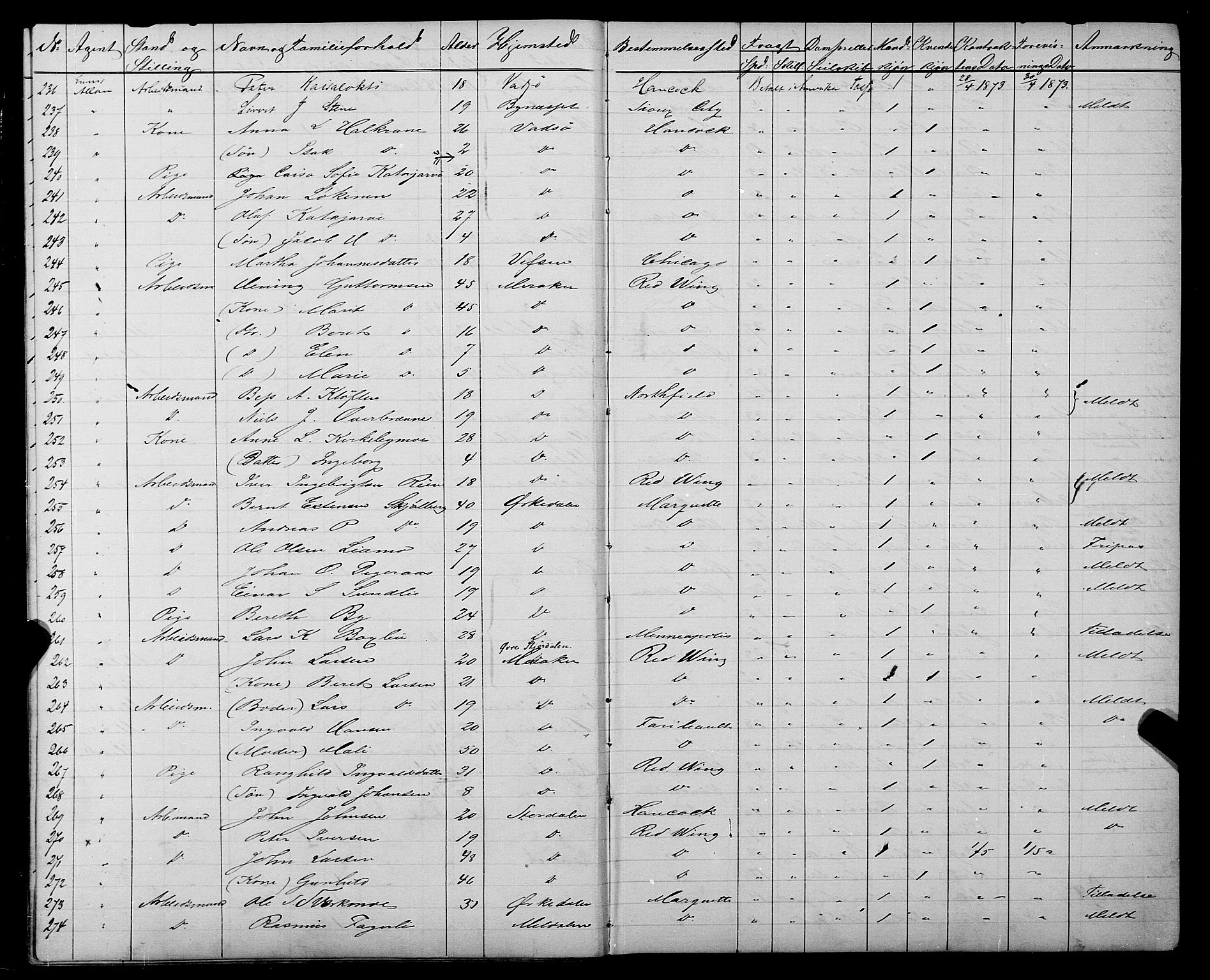 Trondheim politikammer, AV/SAT-A-1887/1/32/L0003: Emigrantprotokoll III, 1872-1878