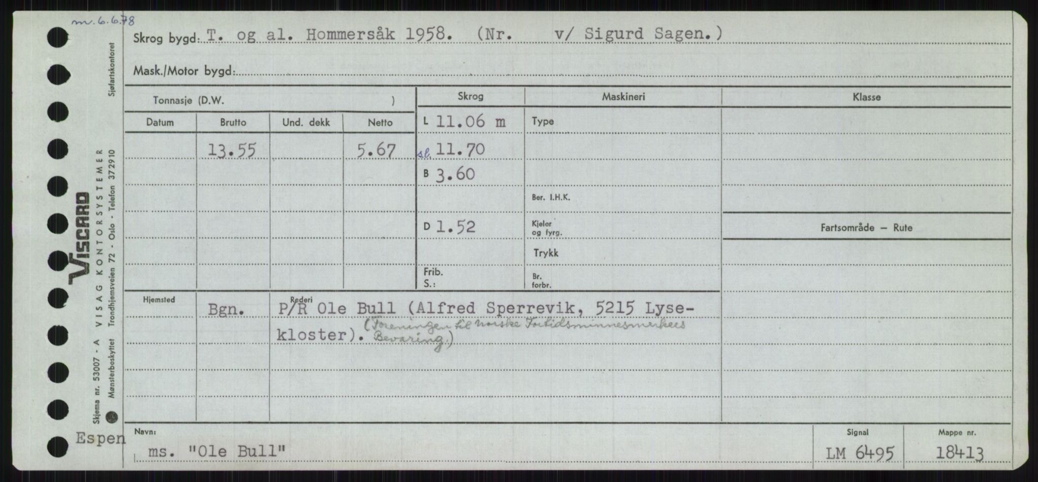 Sjøfartsdirektoratet med forløpere, Skipsmålingen, RA/S-1627/H/Ha/L0004/0002: Fartøy, Mas-R / Fartøy, Odin-R, p. 49