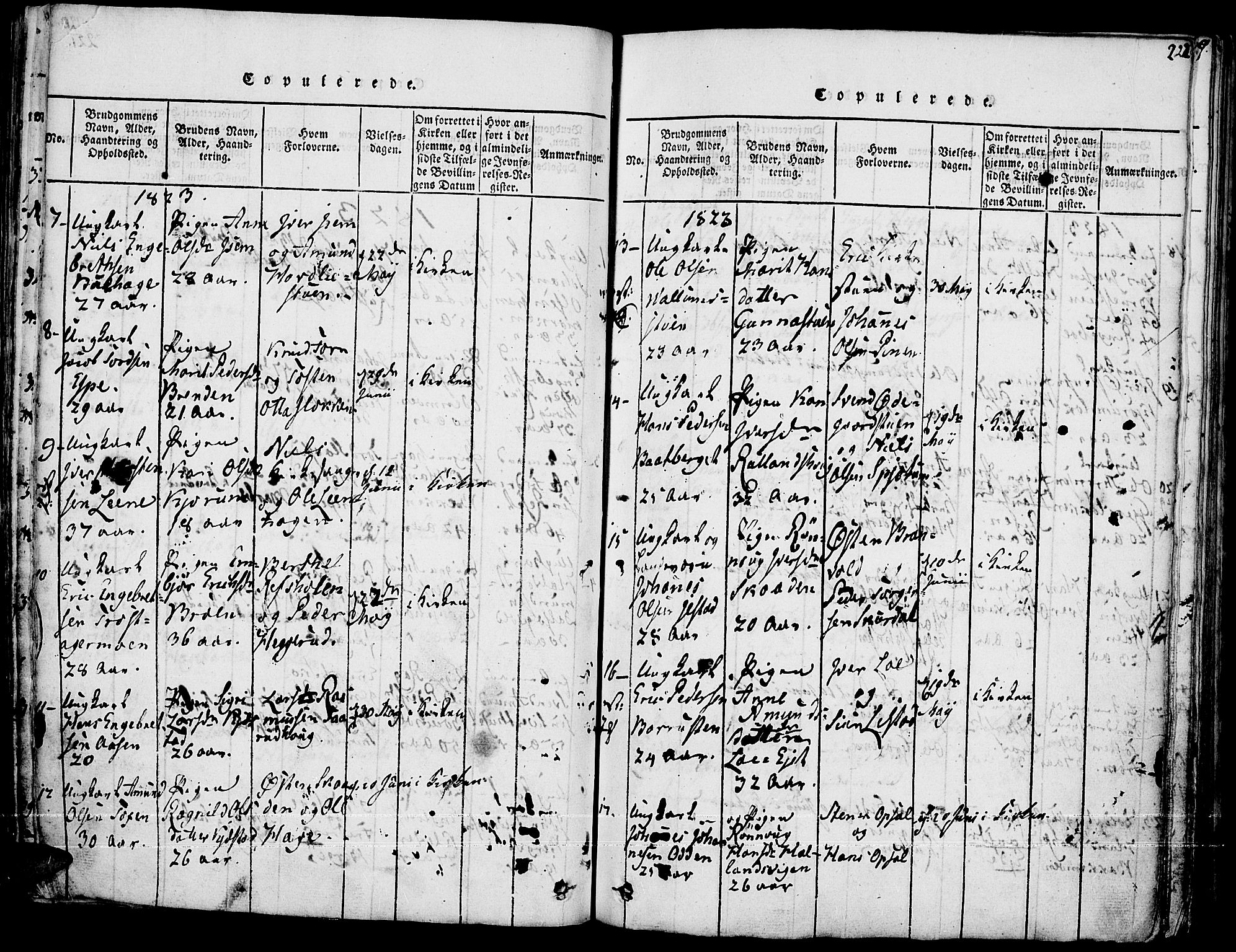 Fron prestekontor, SAH/PREST-078/H/Ha/Haa/L0002: Parish register (official) no. 2, 1816-1827, p. 222