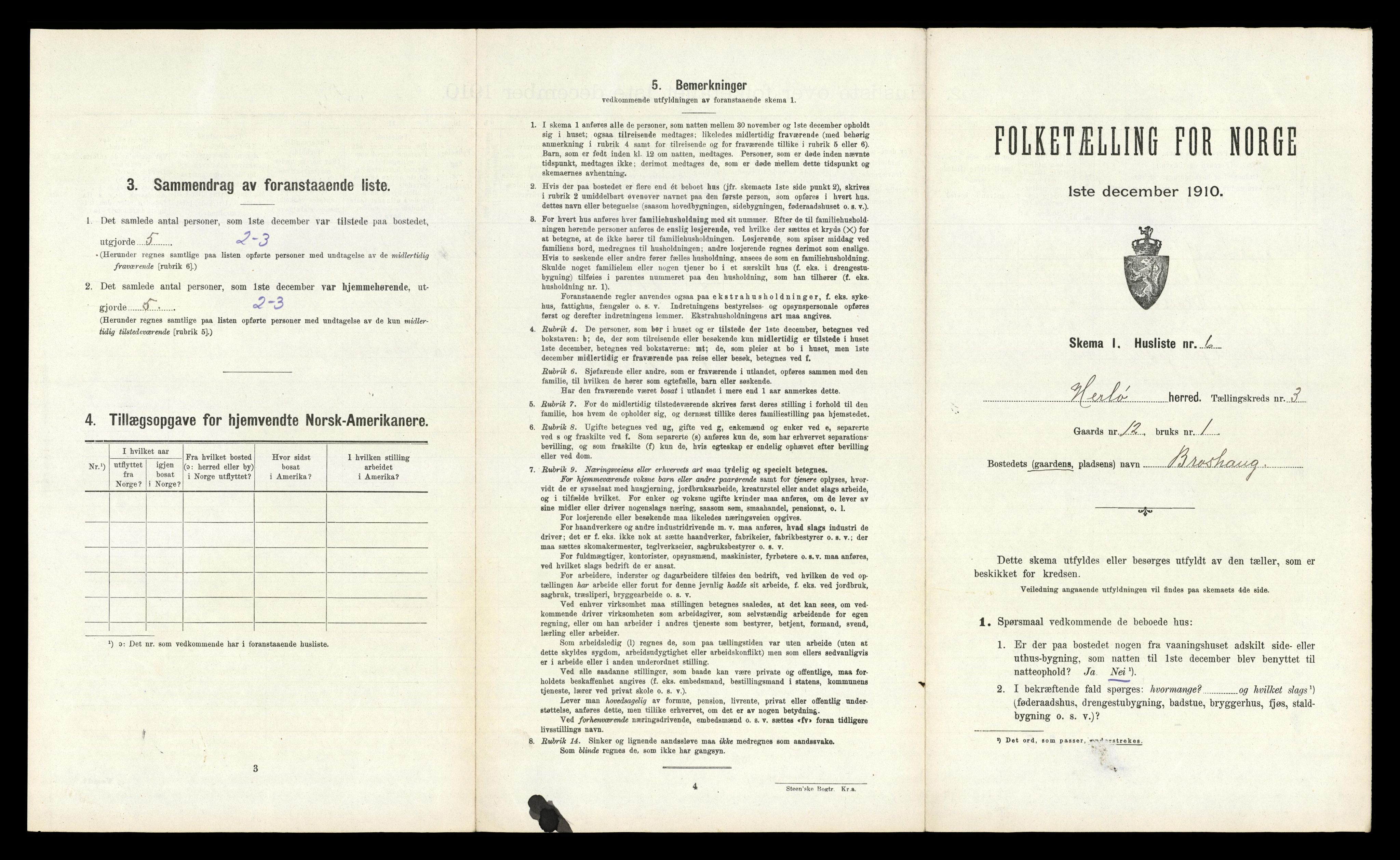 RA, 1910 census for Herdla, 1910, p. 256