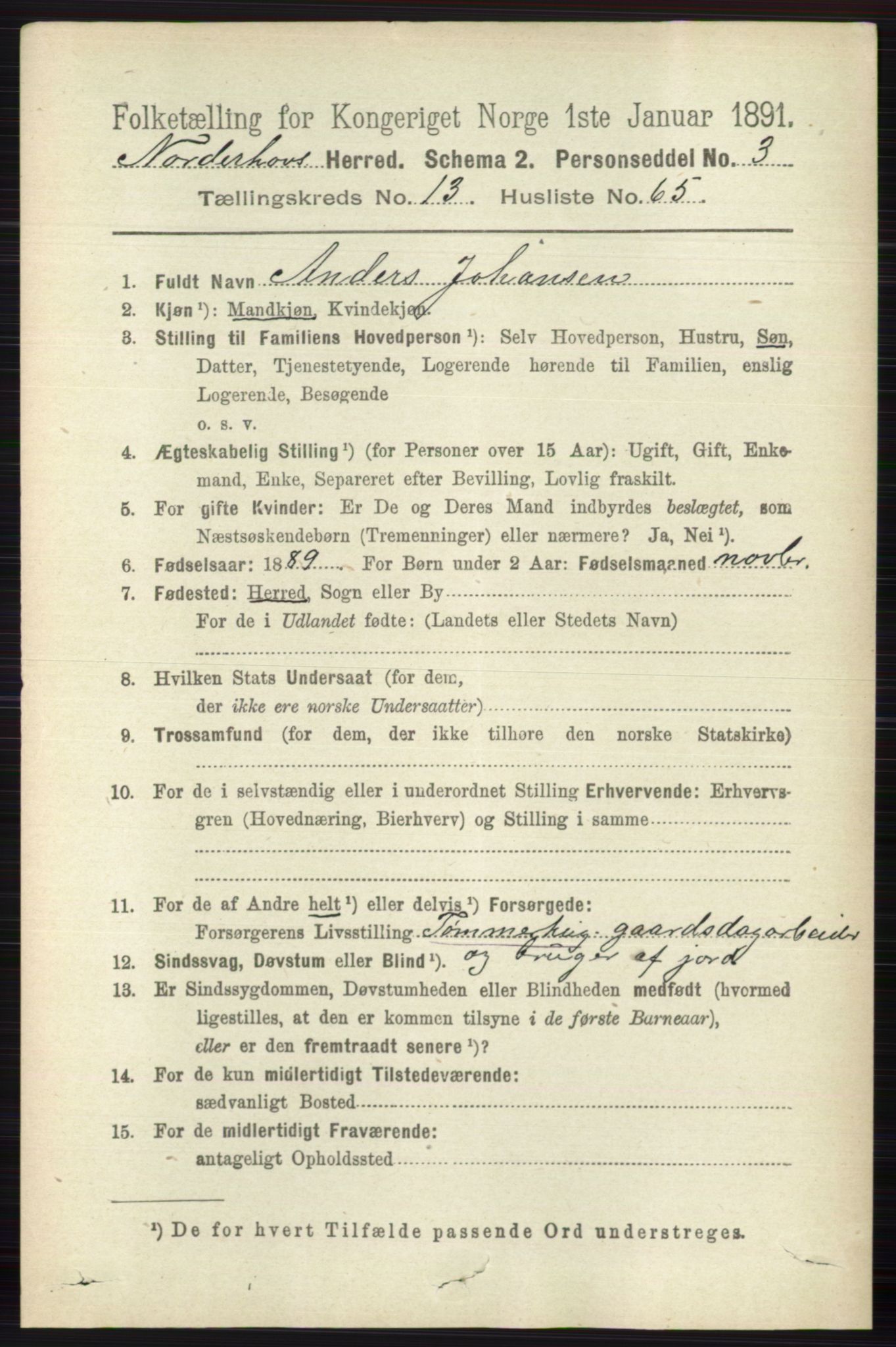 RA, 1891 census for 0613 Norderhov, 1891, p. 9289