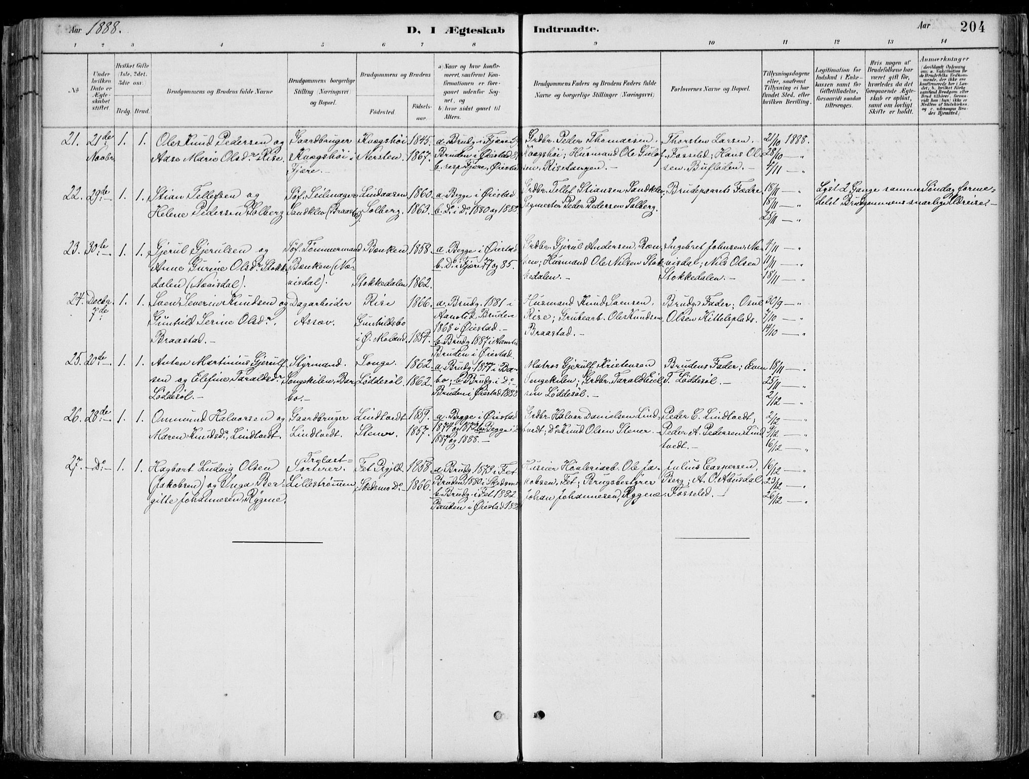 Øyestad sokneprestkontor, AV/SAK-1111-0049/F/Fa/L0017: Parish register (official) no. A 17, 1887-1896, p. 204