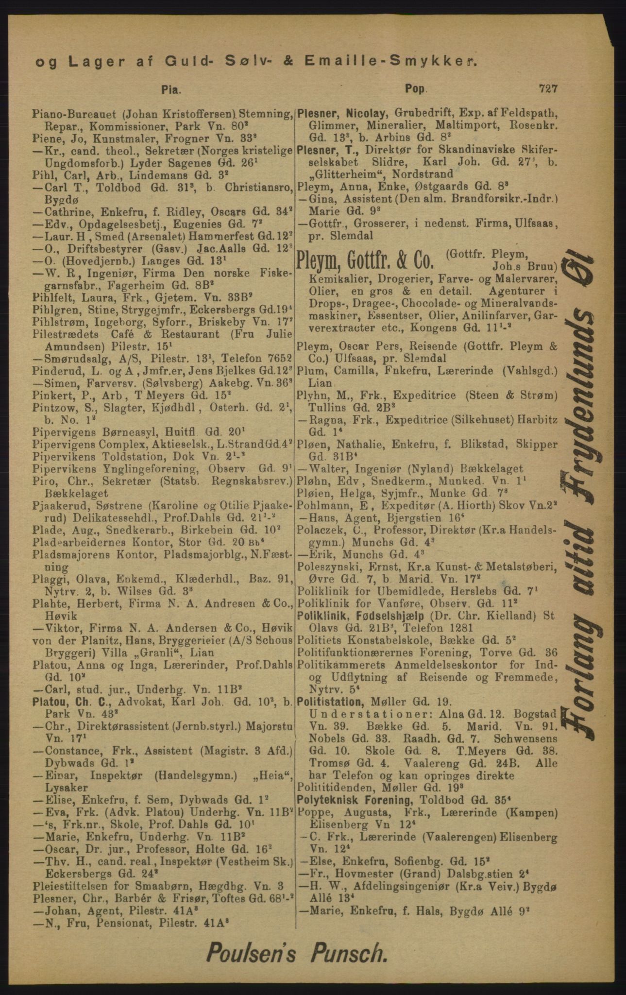 Kristiania/Oslo adressebok, PUBL/-, 1905, p. 727