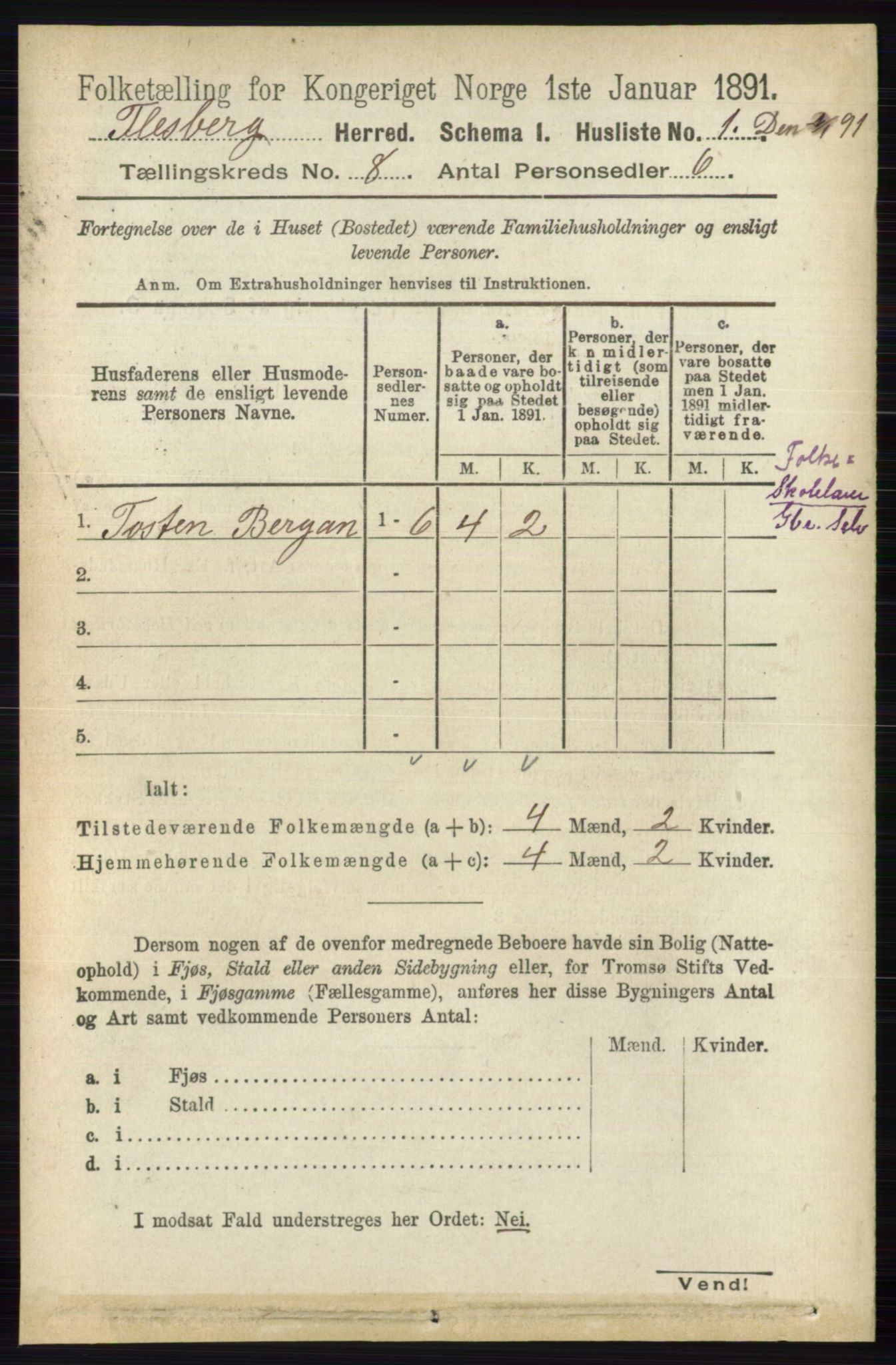 RA, 1891 census for 0631 Flesberg, 1891, p. 1336