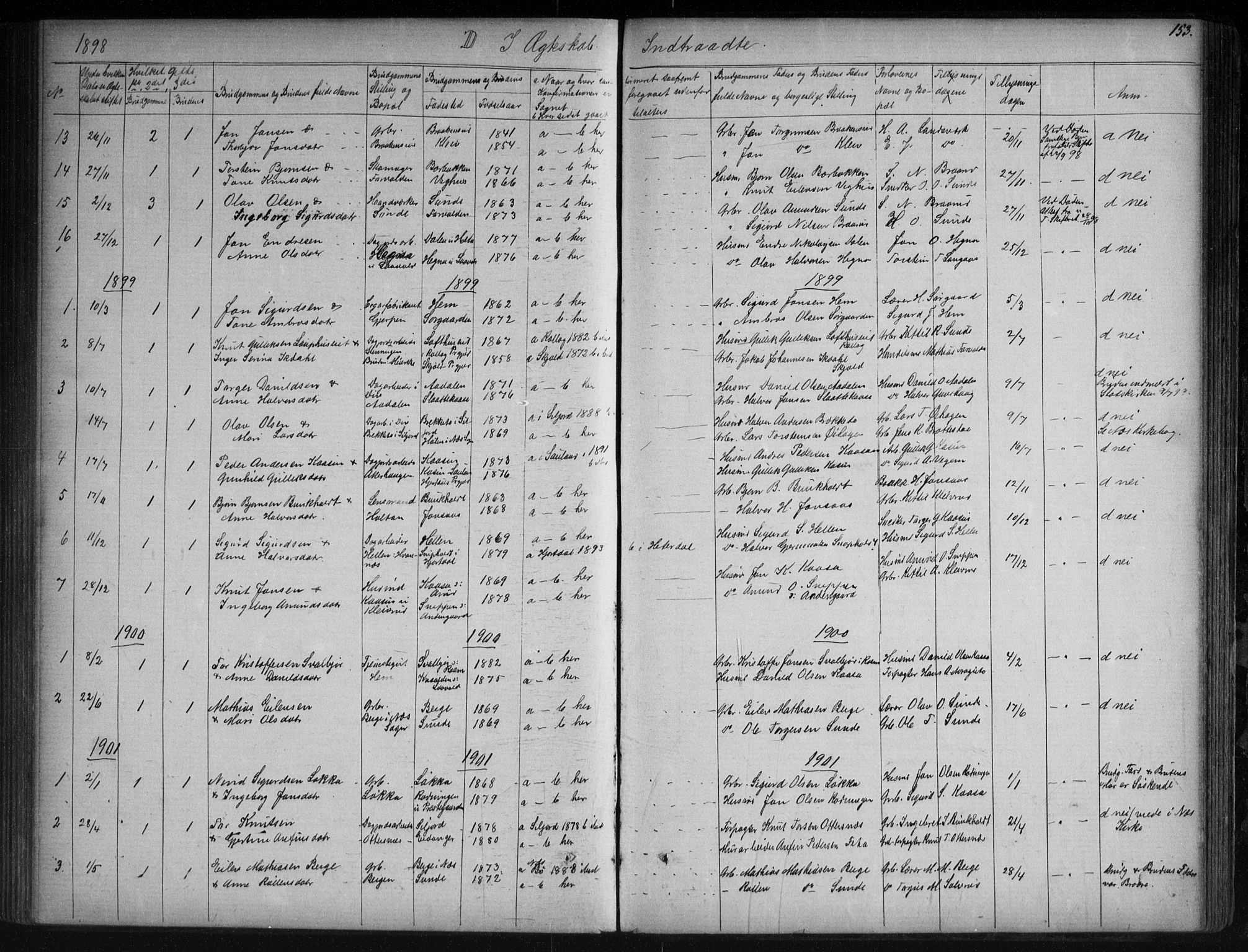 Sauherad kirkebøker, SAKO/A-298/G/Ga/L0003: Parish register (copy) no. I 3, 1866-1905, p. 153