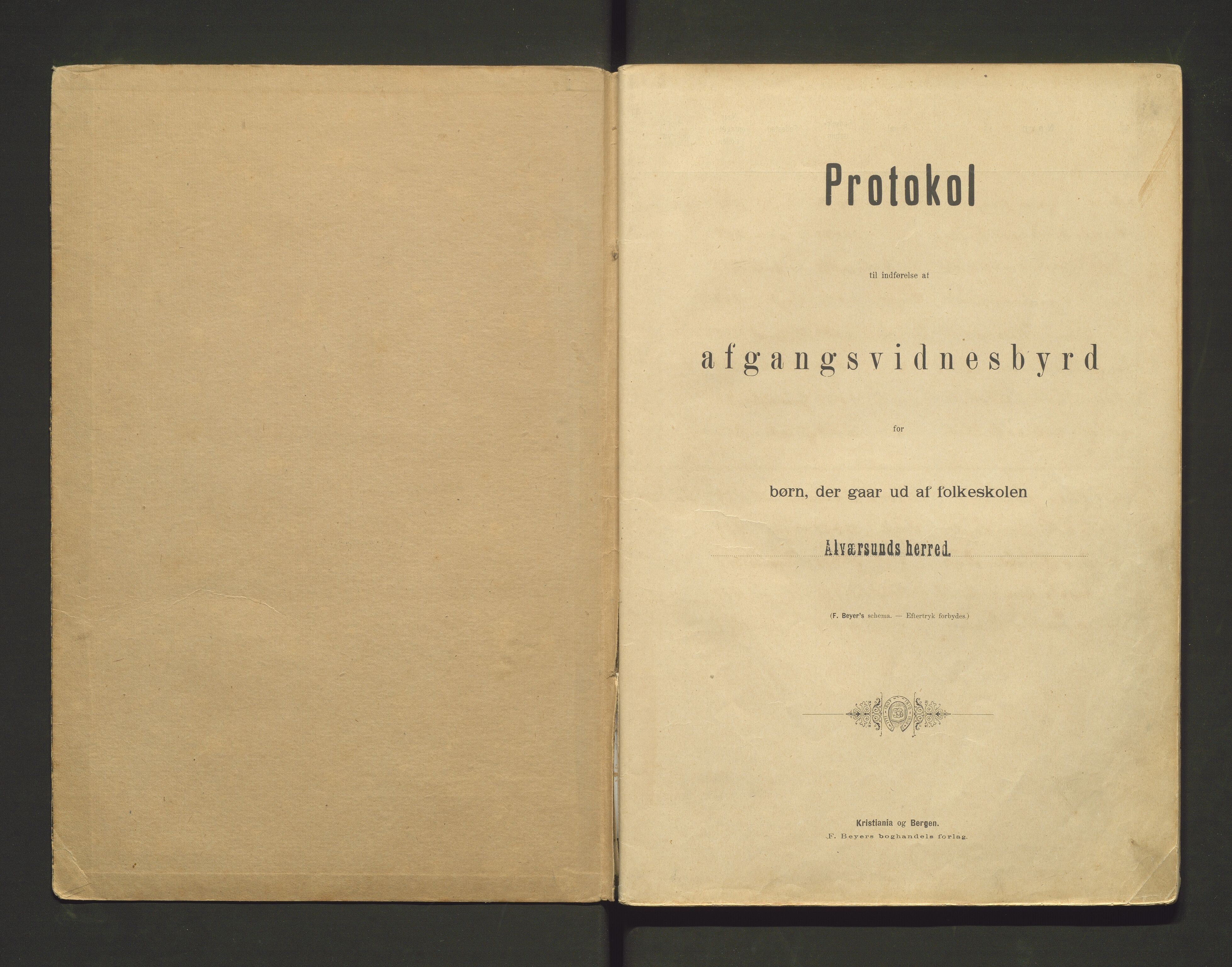 Alversund kommune. Barneskulane, IKAH/1257-231/F/Fb/L0001: Avgangsvitnemålprotokoll for Fosse krins, 1894-1935