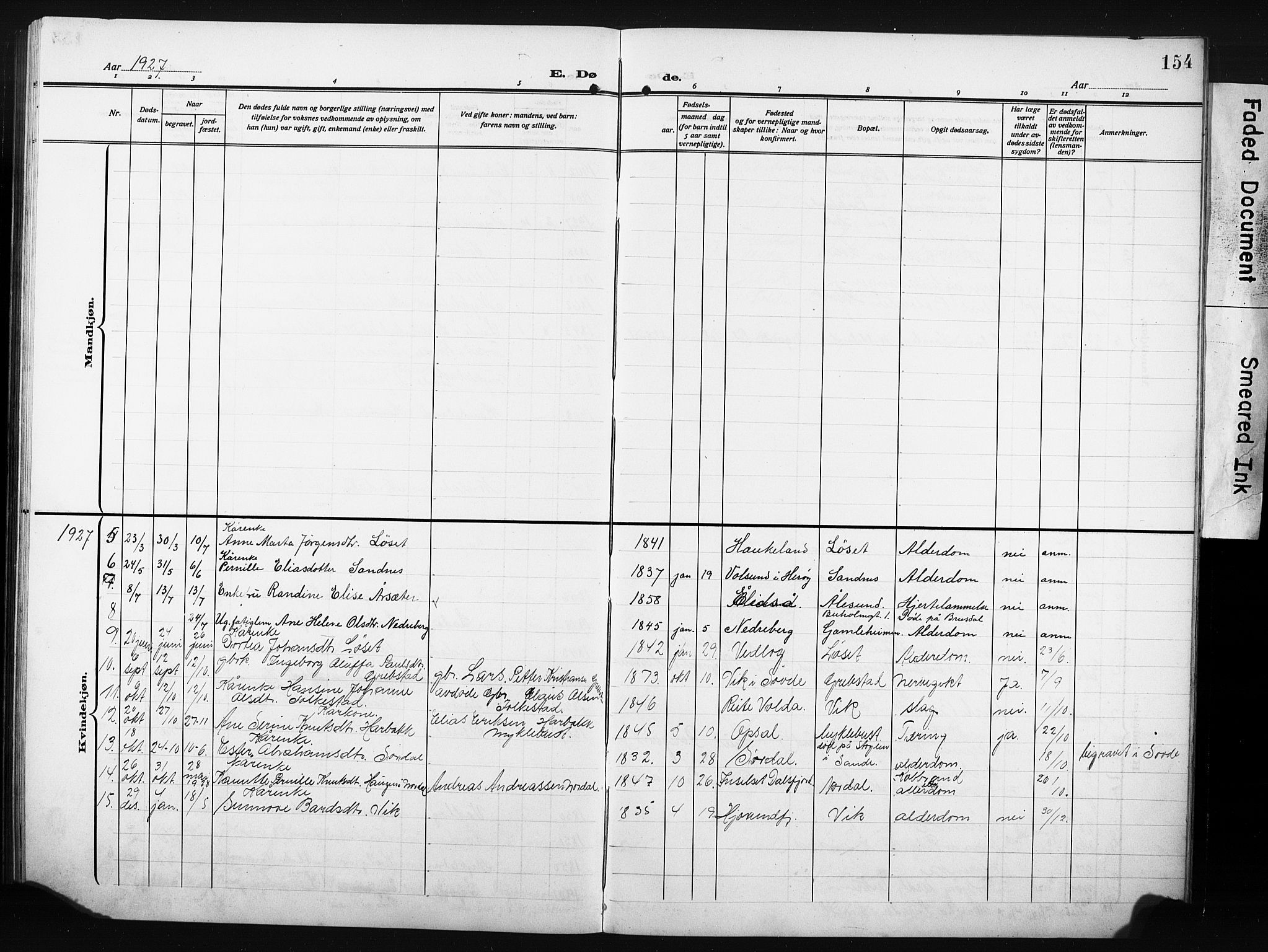 Ministerialprotokoller, klokkerbøker og fødselsregistre - Møre og Romsdal, AV/SAT-A-1454/502/L0028: Parish register (copy) no. 502C02, 1909-1932, p. 154