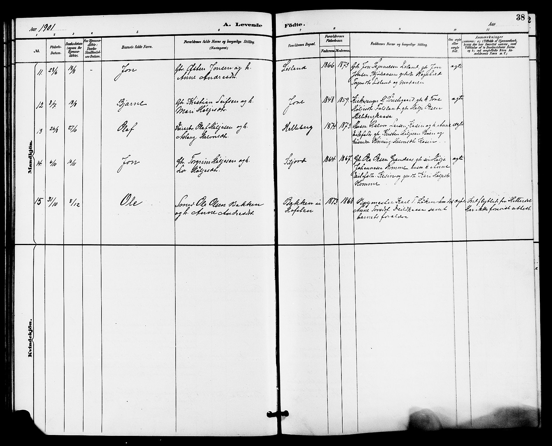 Gransherad kirkebøker, SAKO/A-267/G/Ga/L0003: Parish register (copy) no. I 3, 1887-1915, p. 38