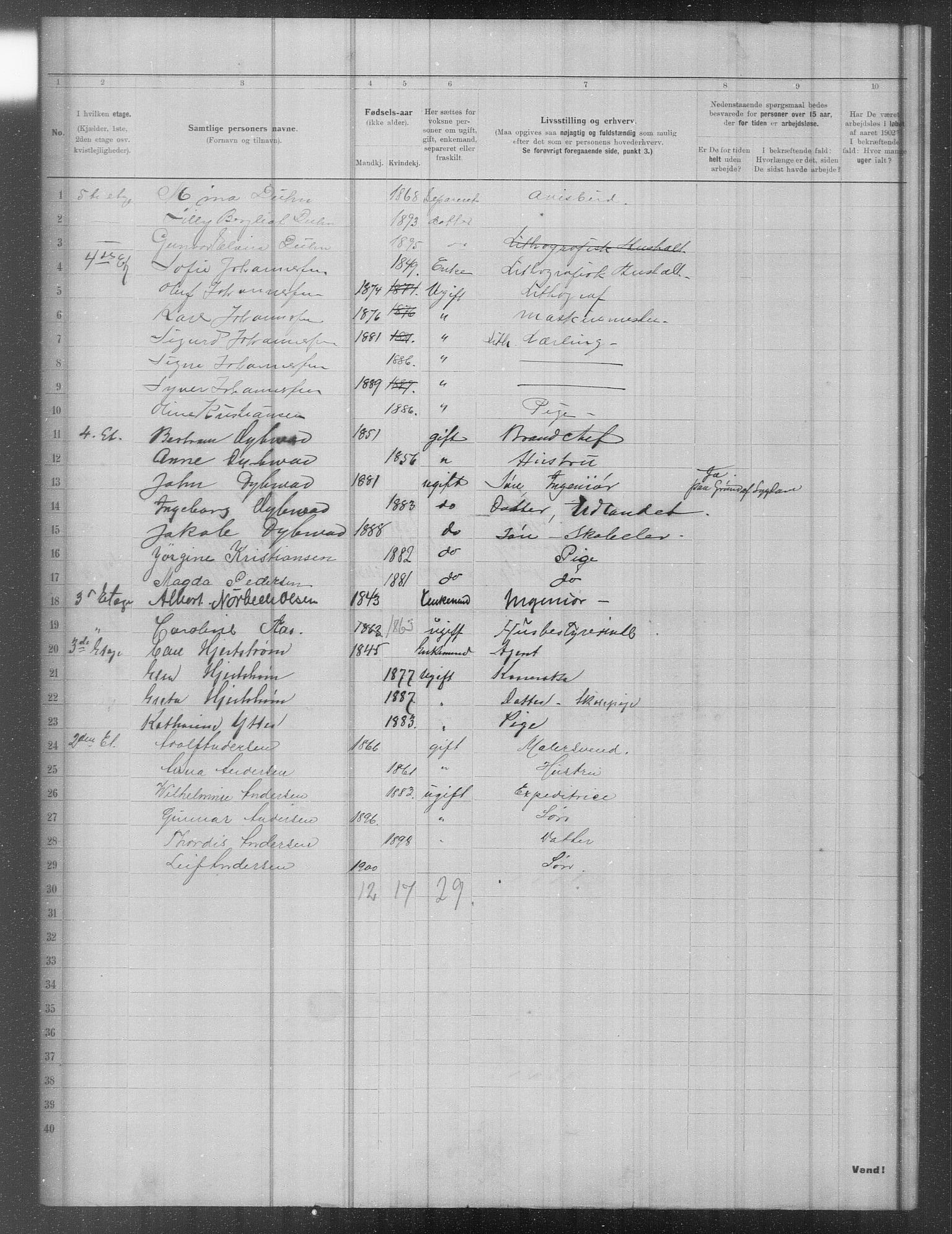 OBA, Municipal Census 1902 for Kristiania, 1902, p. 13152