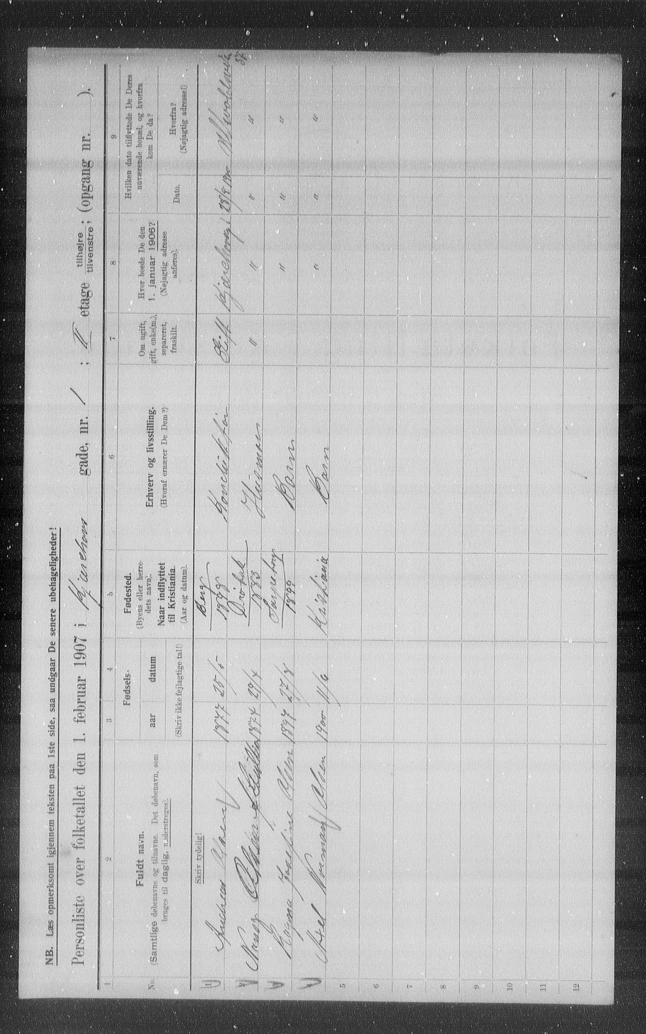 OBA, Municipal Census 1907 for Kristiania, 1907, p. 25179