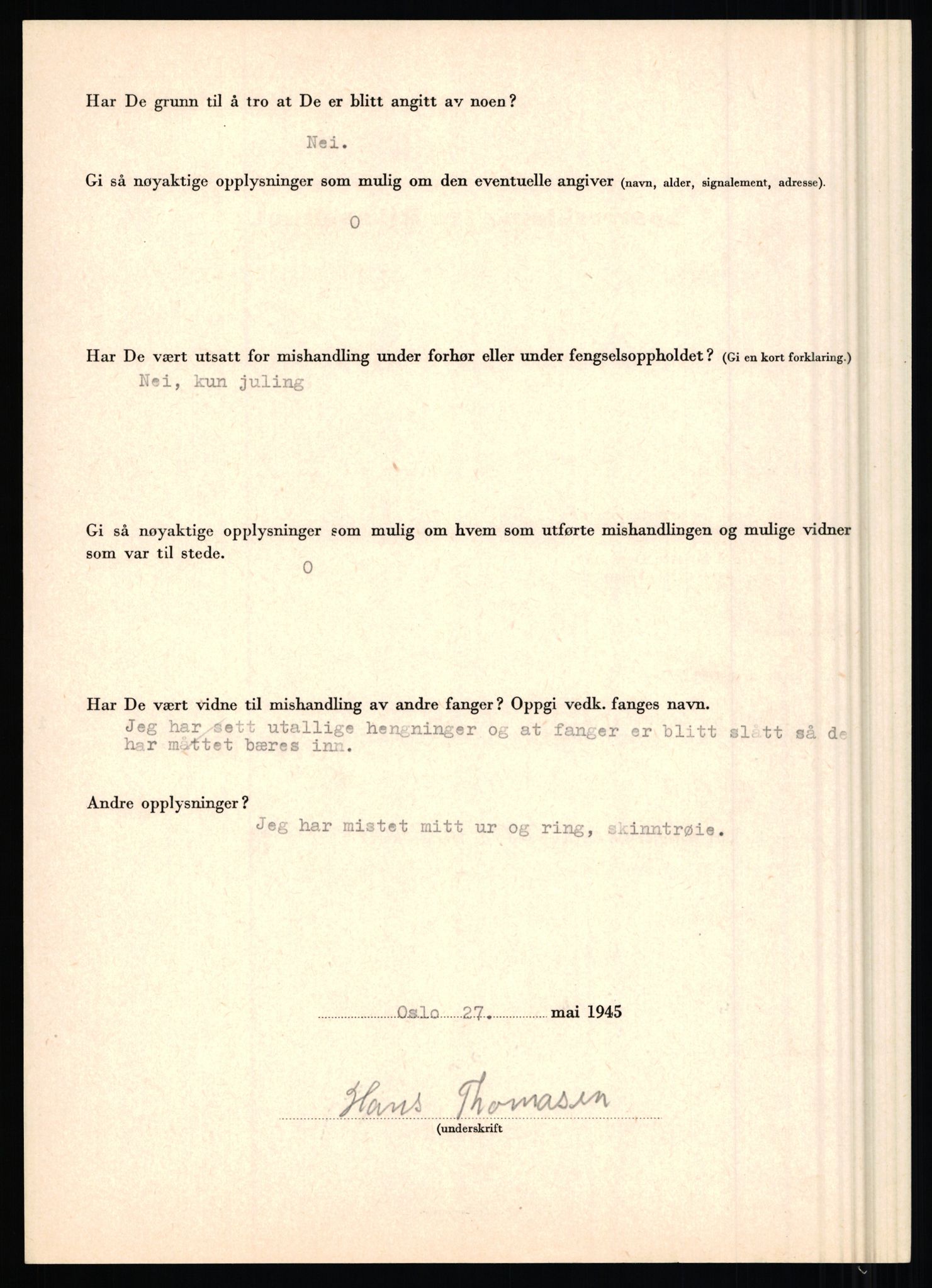 Rikspolitisjefen, AV/RA-S-1560/L/L0017: Tidemann, Hermann G. - Veum, Tjostolv, 1940-1945, p. 122