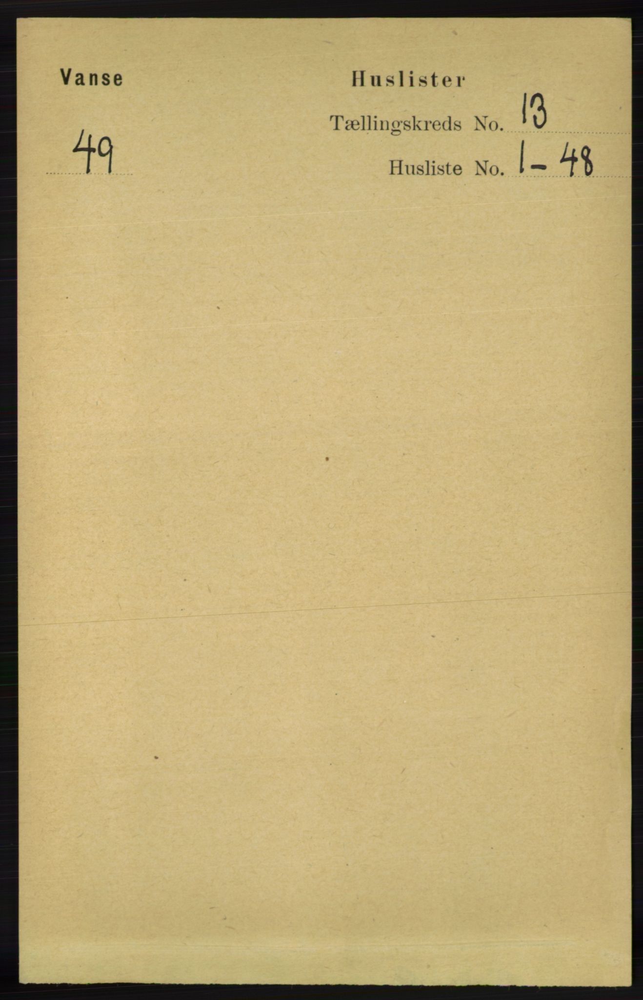 RA, 1891 census for 1041 Vanse, 1891, p. 7457