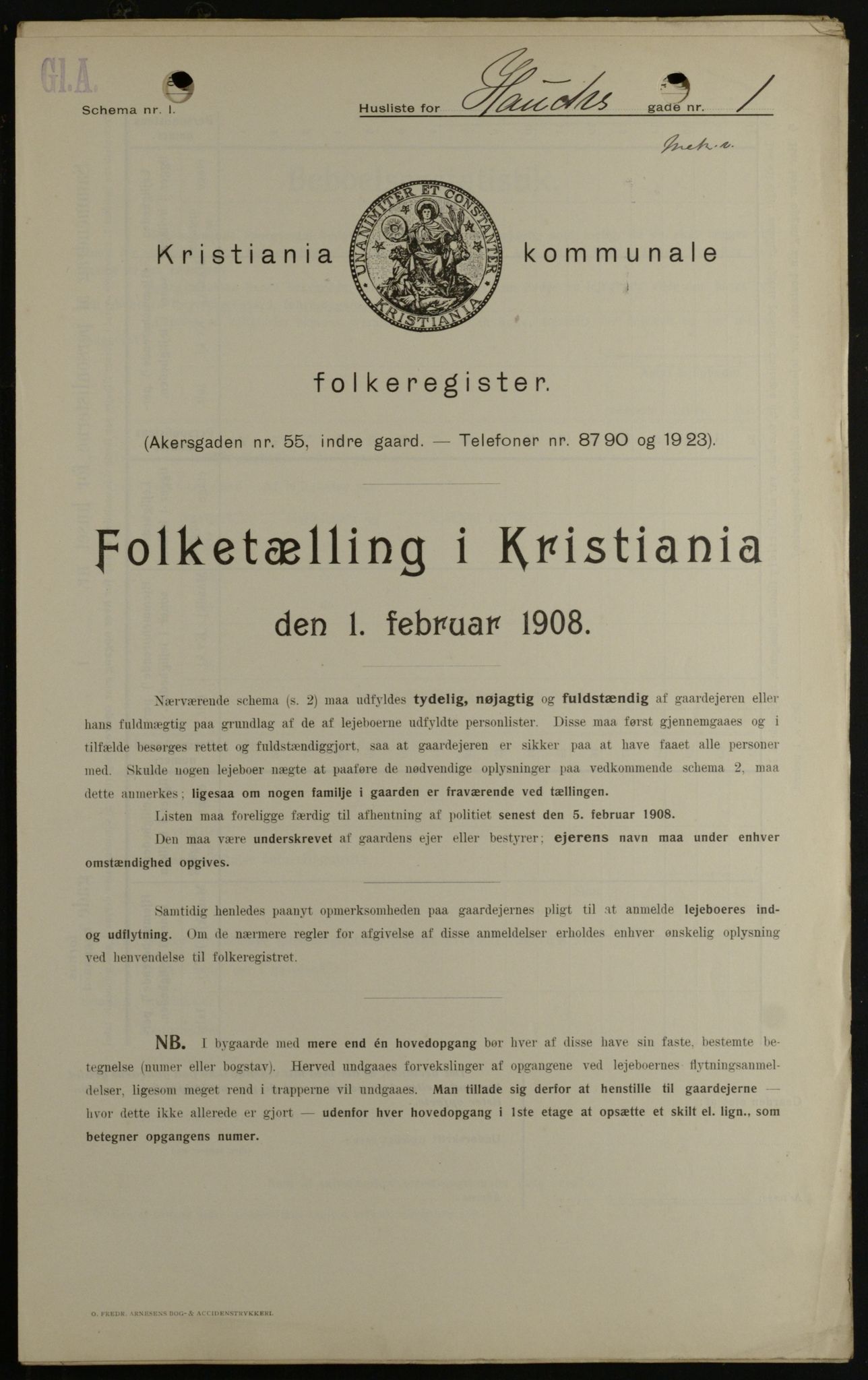OBA, Municipal Census 1908 for Kristiania, 1908, p. 31595