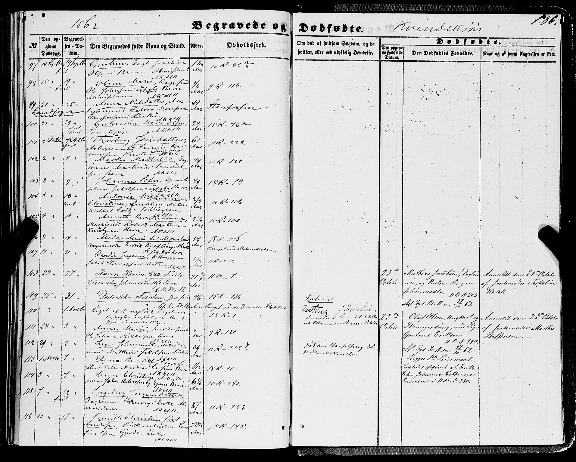 Domkirken sokneprestembete, AV/SAB-A-74801/H/Haa/L0041: Parish register (official) no. E 2, 1853-1863, p. 186