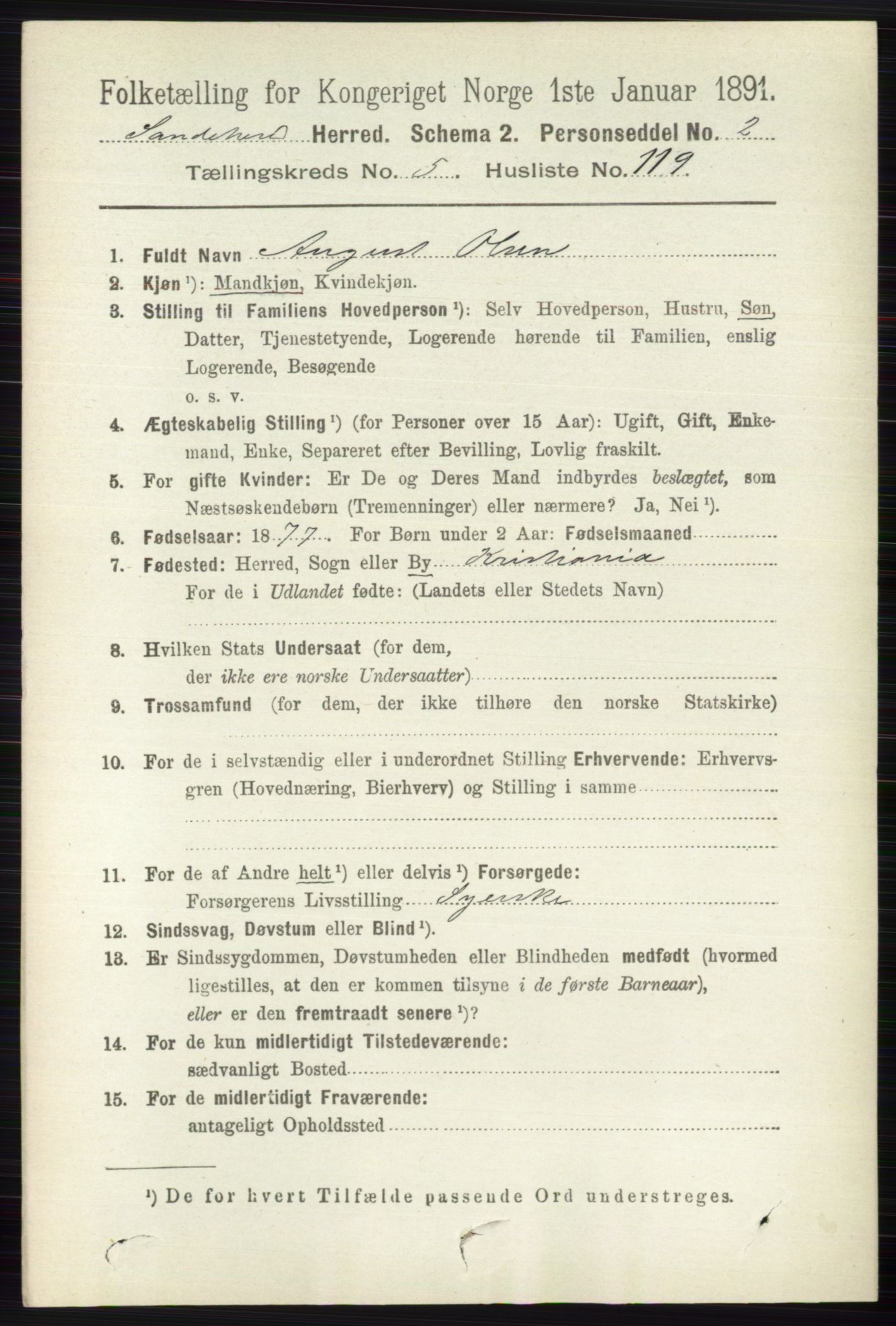 RA, 1891 census for 0724 Sandeherred, 1891, p. 3413