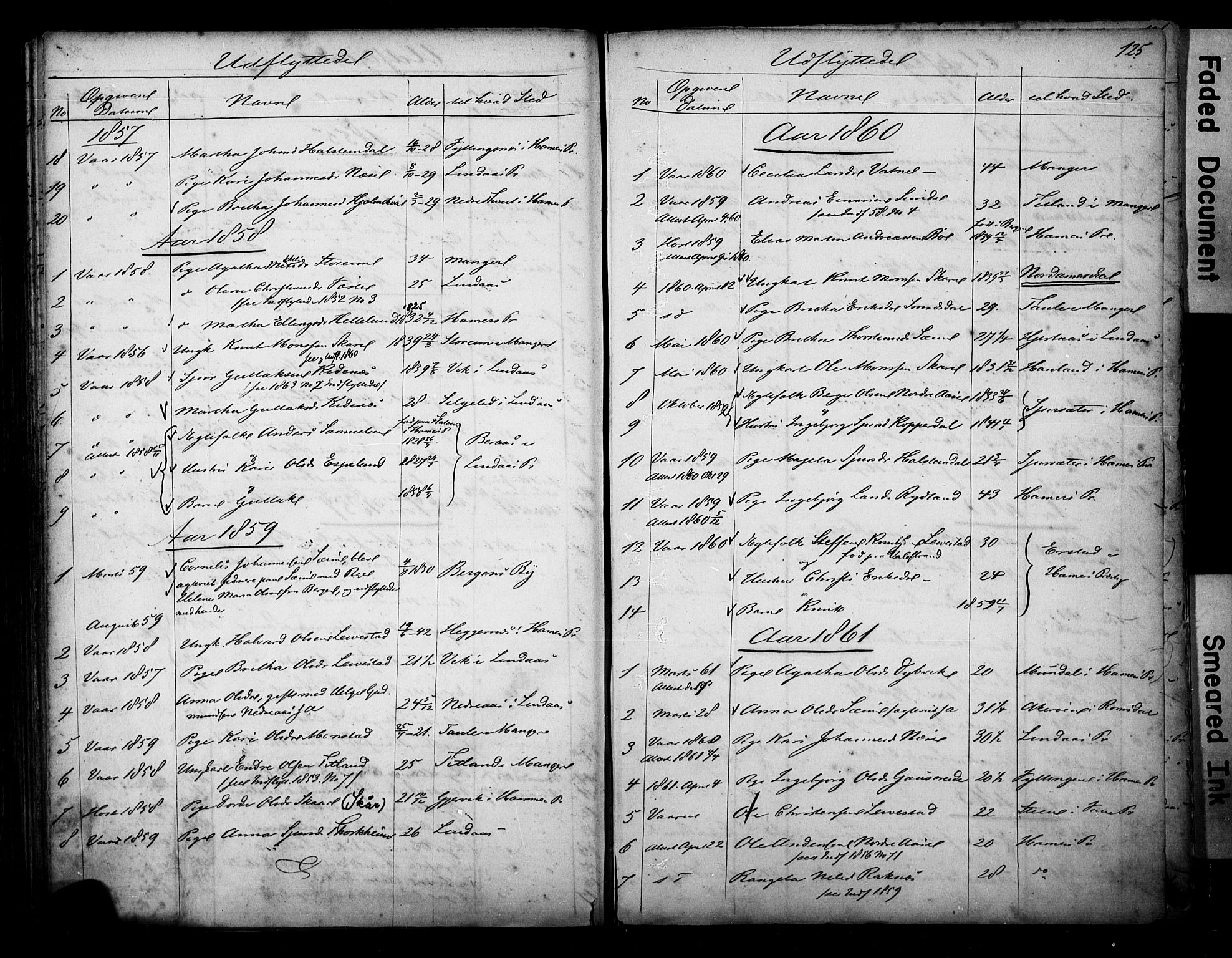 Alversund Sokneprestembete, SAB/A-73901/H/Ha/Hab: Parish register (copy) no. D 1, 1800-1870, p. 125