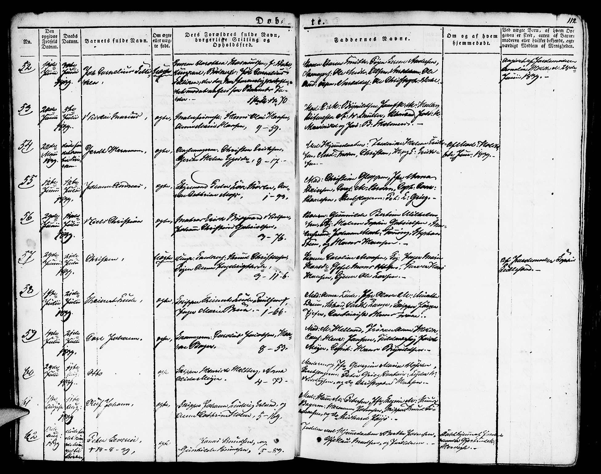 Nykirken Sokneprestembete, AV/SAB-A-77101/H/Haa/L0012: Parish register (official) no. A 12, 1821-1844, p. 112