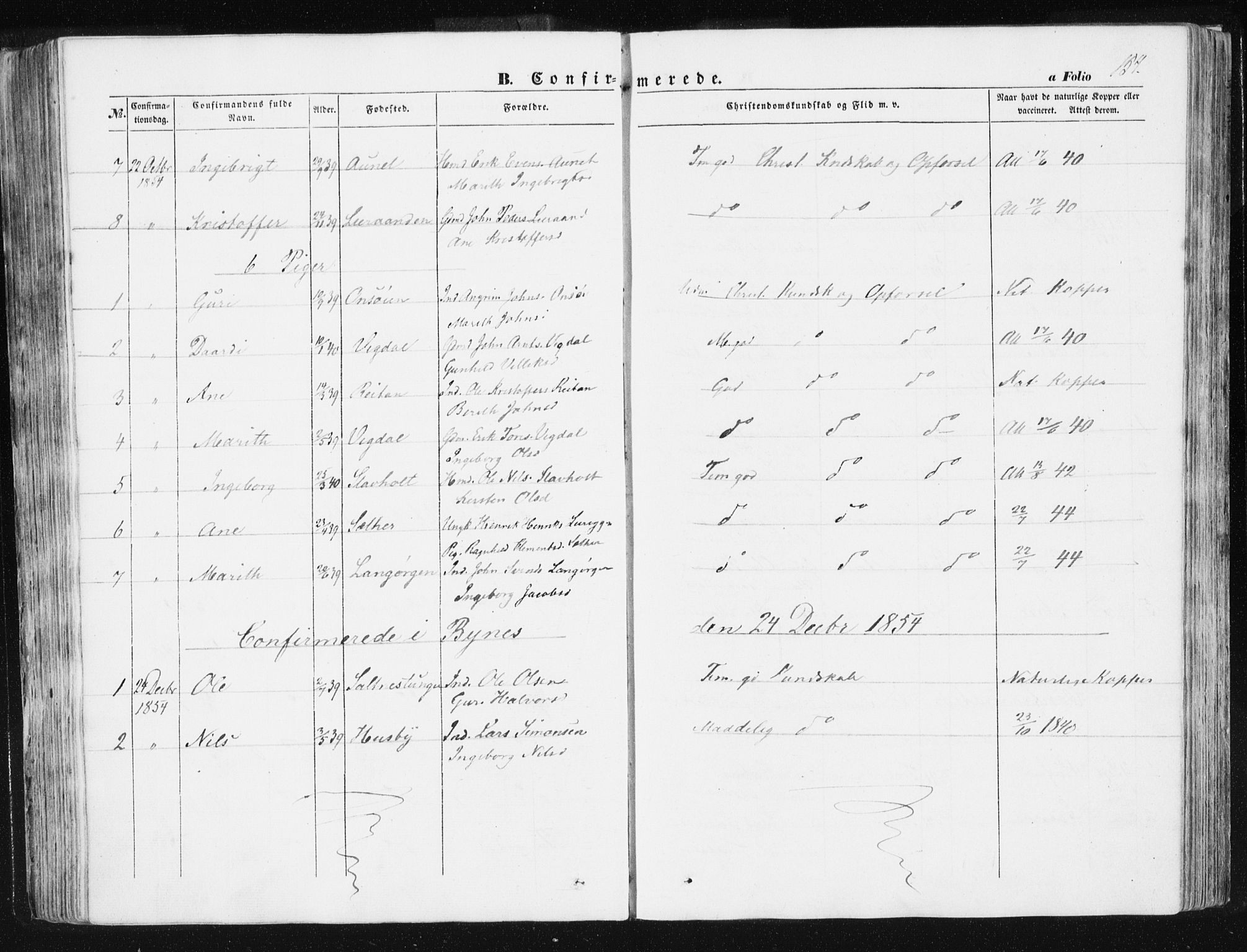 Ministerialprotokoller, klokkerbøker og fødselsregistre - Sør-Trøndelag, AV/SAT-A-1456/612/L0376: Parish register (official) no. 612A08, 1846-1859, p. 154