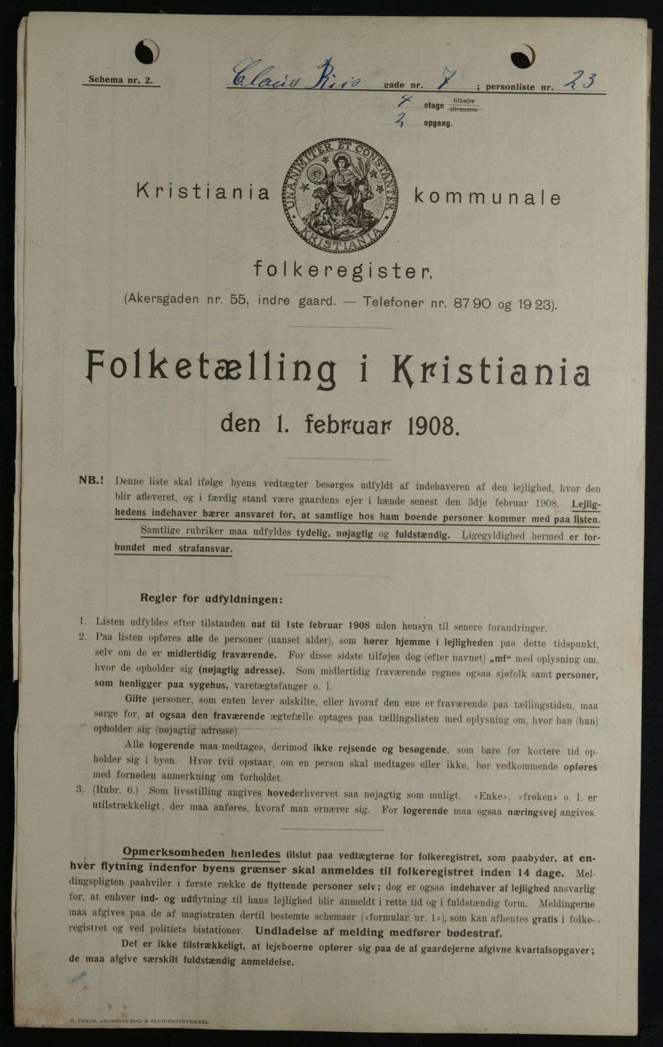 OBA, Municipal Census 1908 for Kristiania, 1908, p. 11979