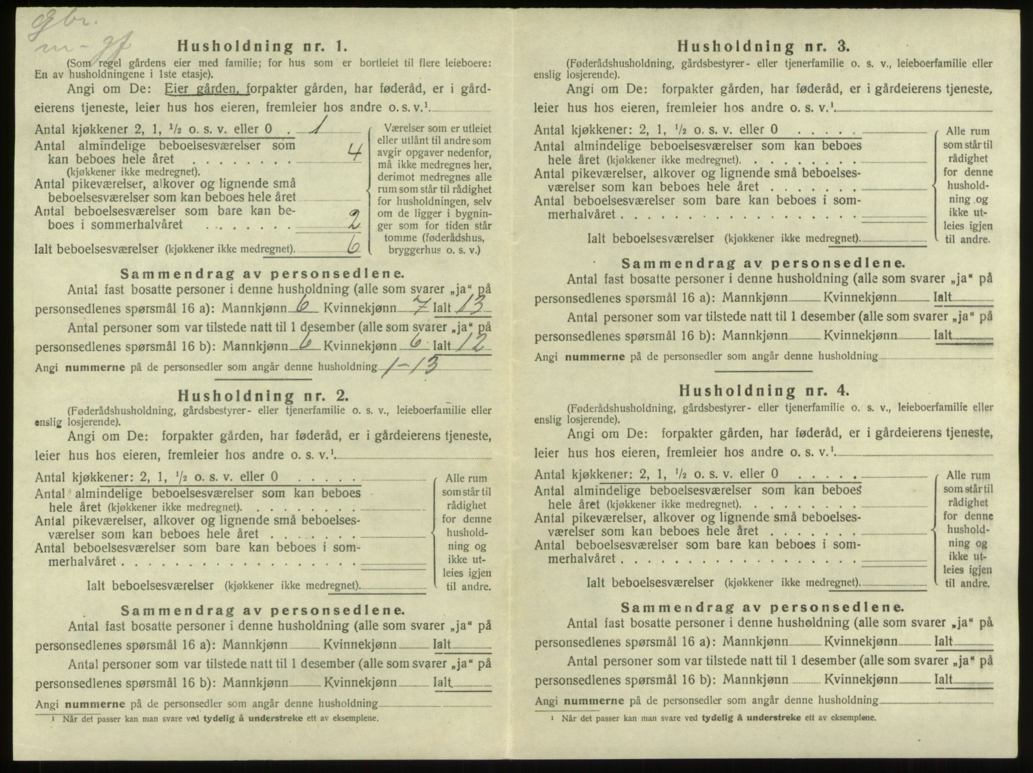 SAB, 1920 census for Innvik, 1920, p. 961