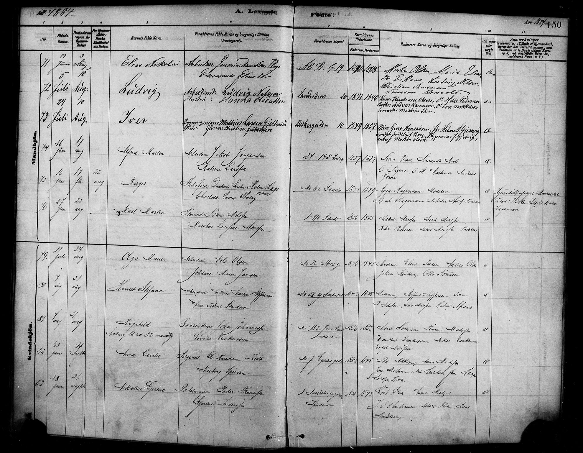 Sandviken Sokneprestembete, AV/SAB-A-77601/H/Ha/L0004: Parish register (official) no. B 1, 1878-1891, p. 150