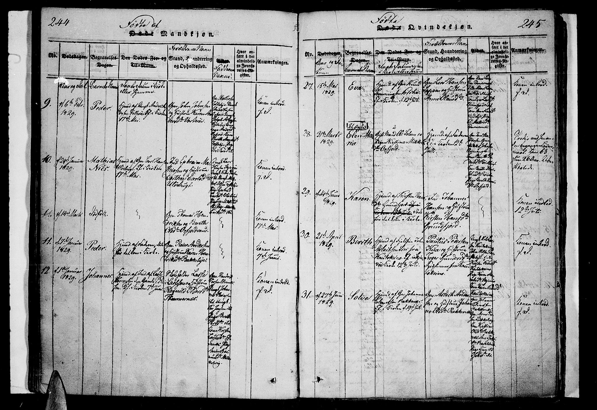 Skjervøy sokneprestkontor, AV/SATØ-S-1300/H/Ha/Haa/L0004kirke: Parish register (official) no. 4, 1820-1838, p. 244-245