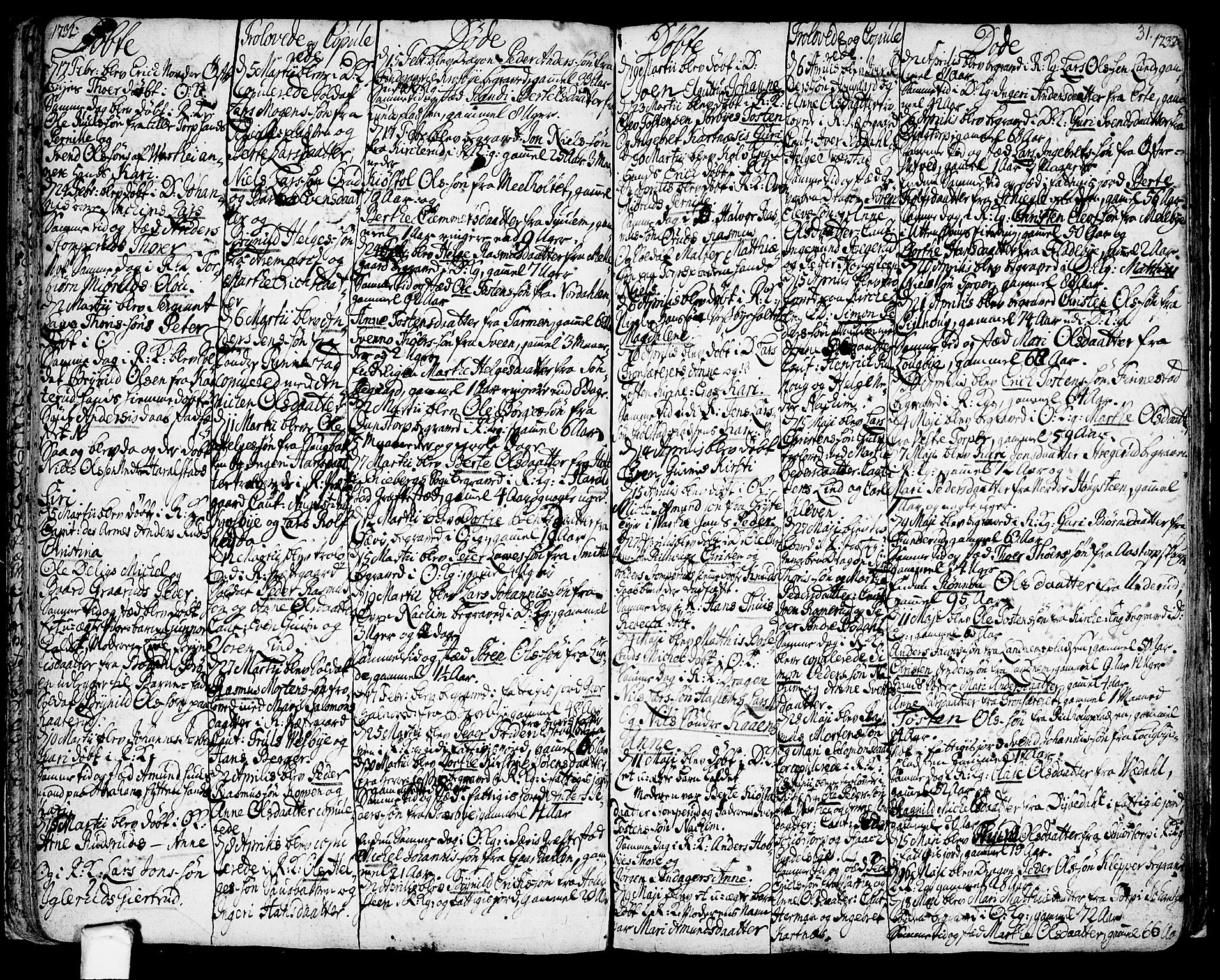 Rakkestad prestekontor Kirkebøker, AV/SAO-A-2008/F/Fa/L0001: Parish register (official) no. I 1, 1722-1740, p. 31