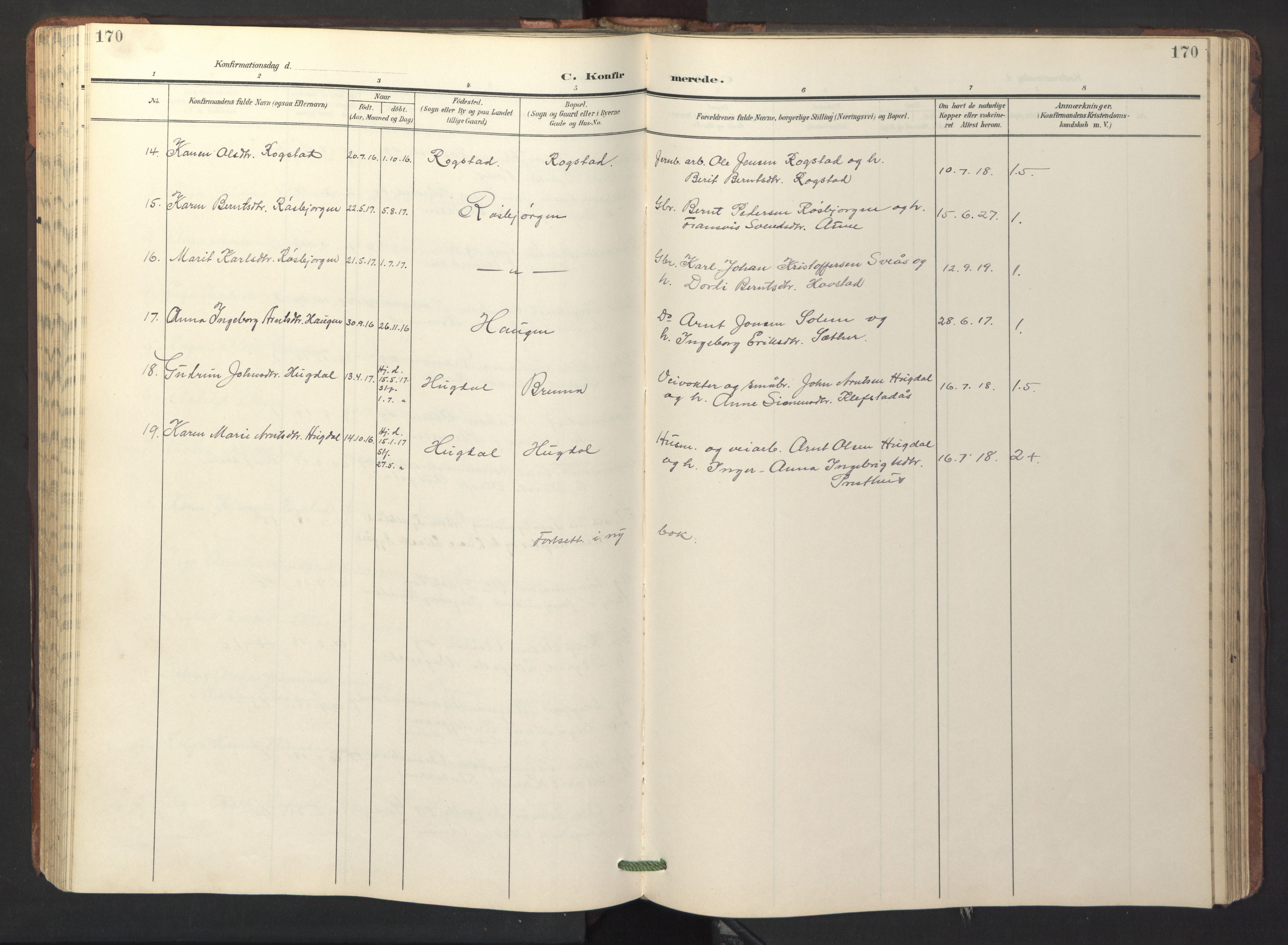 Ministerialprotokoller, klokkerbøker og fødselsregistre - Sør-Trøndelag, SAT/A-1456/687/L1019: Parish register (copy) no. 687C03, 1904-1931, p. 170