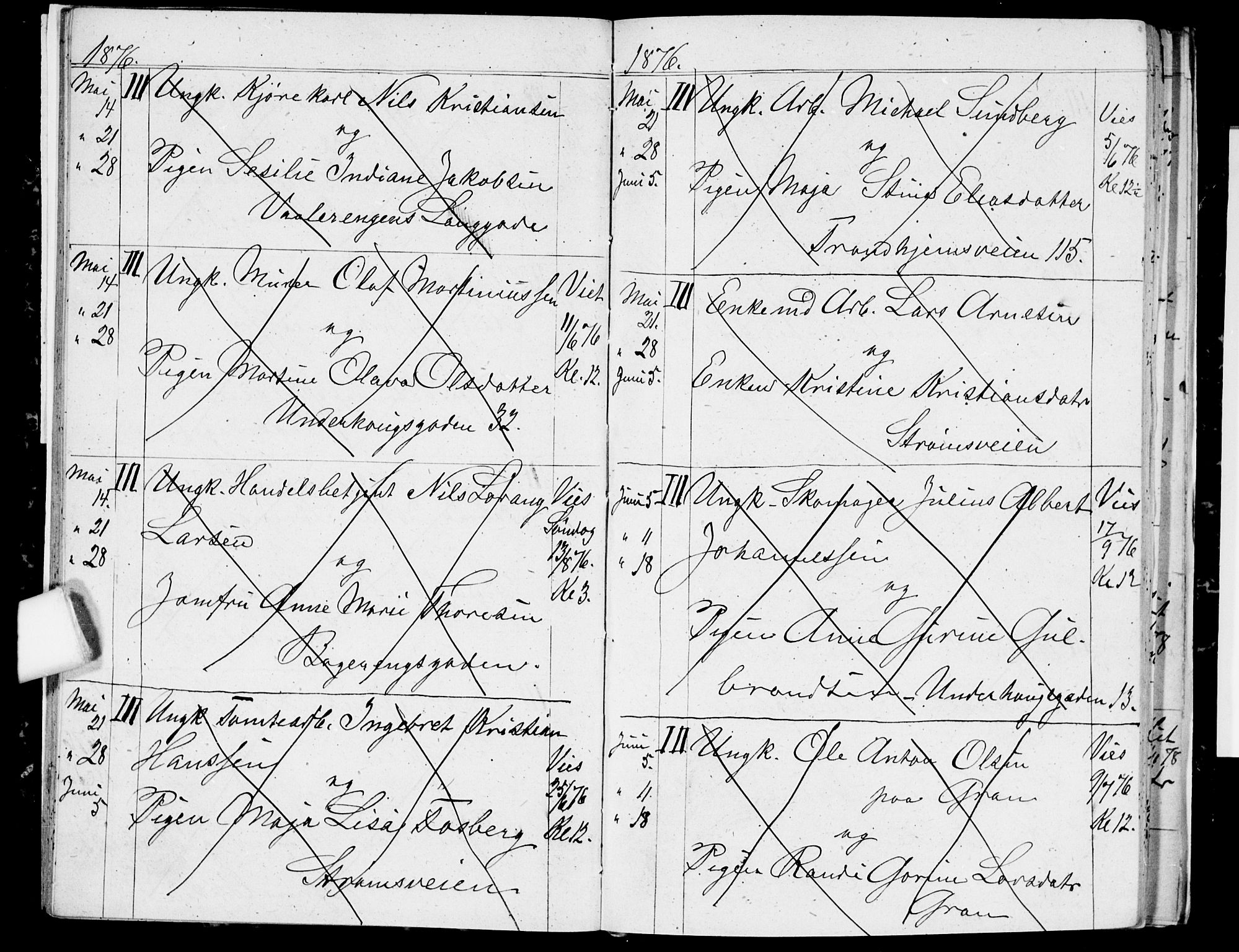 Østre Aker prestekontor Kirkebøker, AV/SAO-A-10840/H/Ha/L0003: Banns register no. I 3, 1873-1878