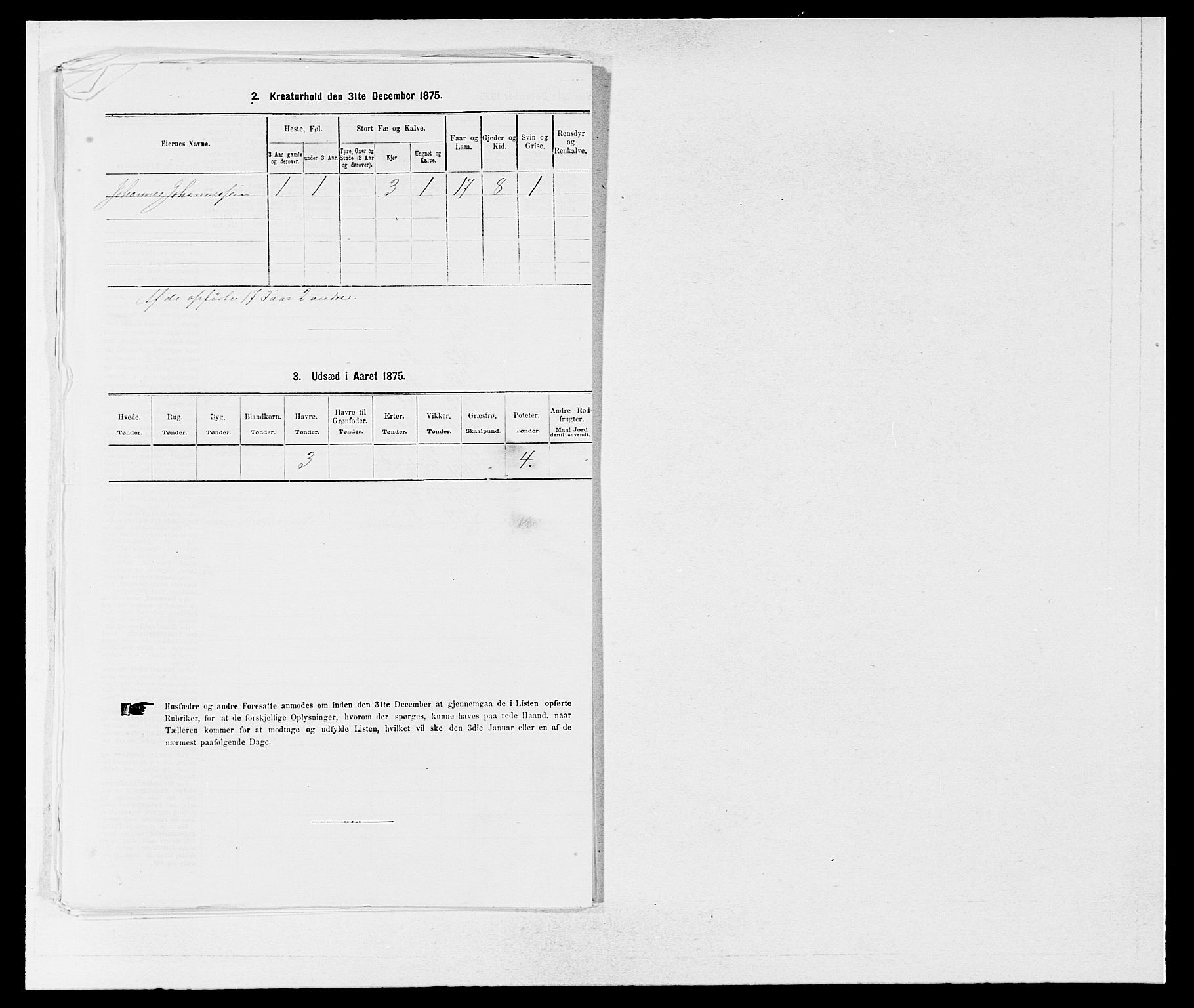 SAB, 1875 census for 1213P Fjelberg, 1875, p. 255
