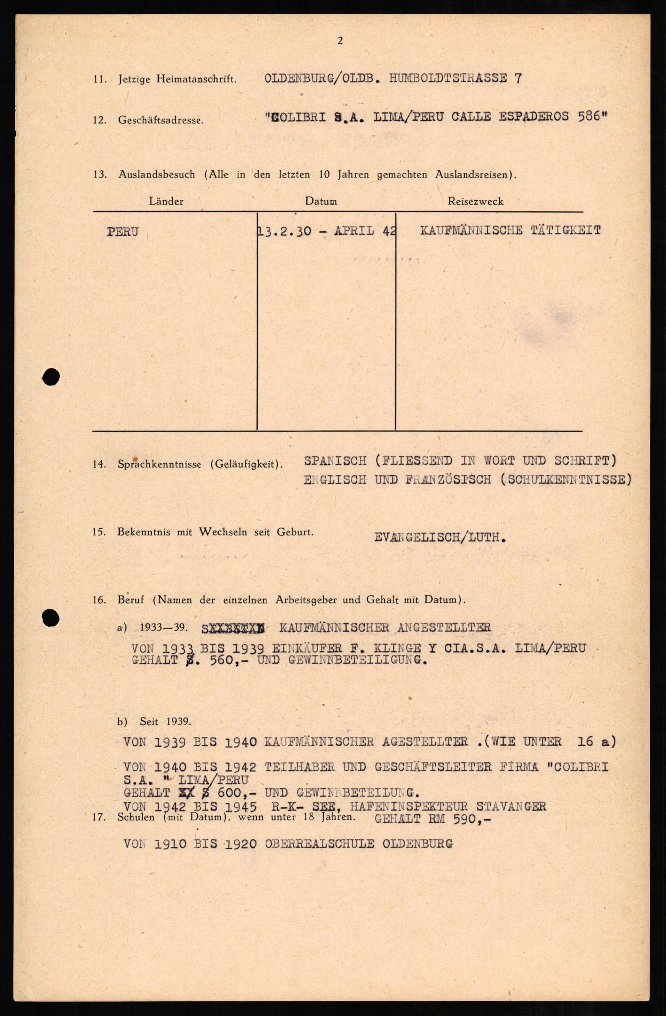 Forsvaret, Forsvarets overkommando II, AV/RA-RAFA-3915/D/Db/L0006: CI Questionaires. Tyske okkupasjonsstyrker i Norge. Tyskere., 1945-1946, p. 60