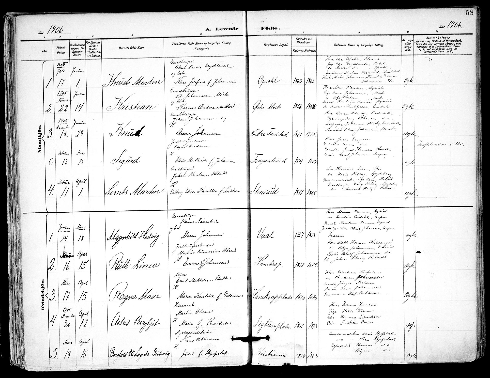 Kråkstad prestekontor Kirkebøker, SAO/A-10125a/F/Fa/L0010: Parish register (official) no. I 10, 1893-1931, p. 58