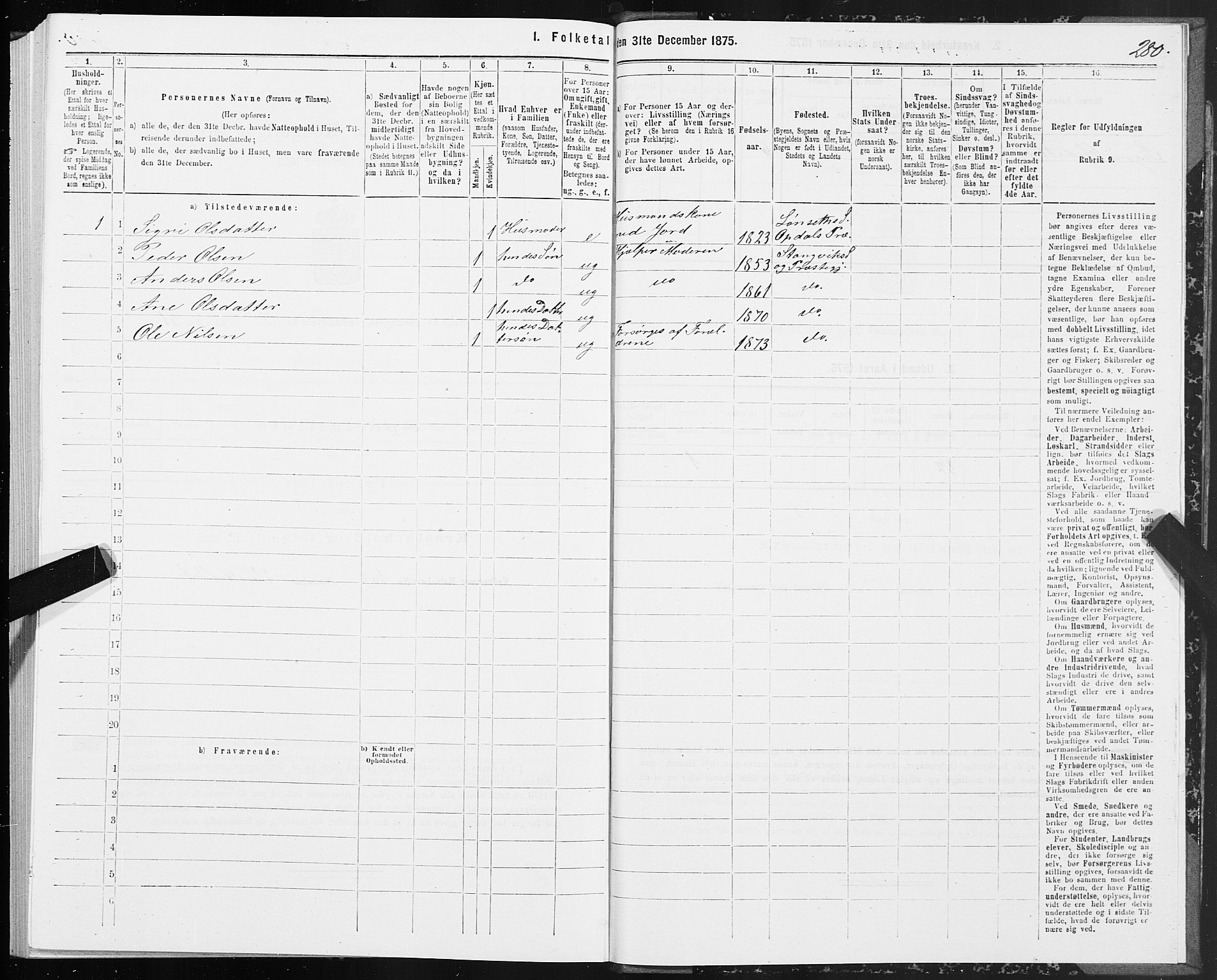 SAT, 1875 census for 1564P Stangvik, 1875, p. 3280