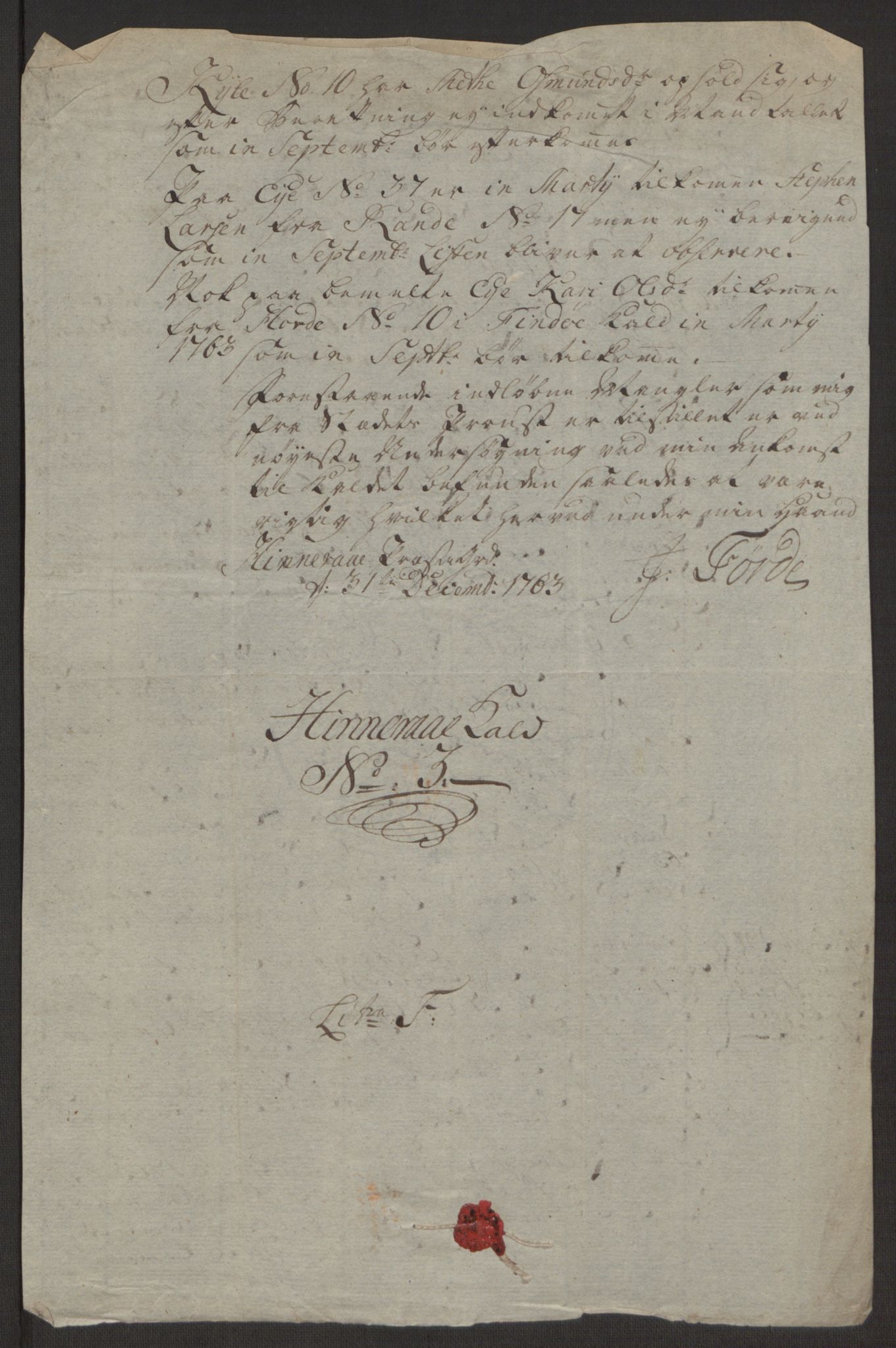 Rentekammeret inntil 1814, Reviderte regnskaper, Hovedkasseregnskaper, AV/RA-EA-4065/Rf/L0072b: Ekstraskatteregnskap, 1762, p. 337