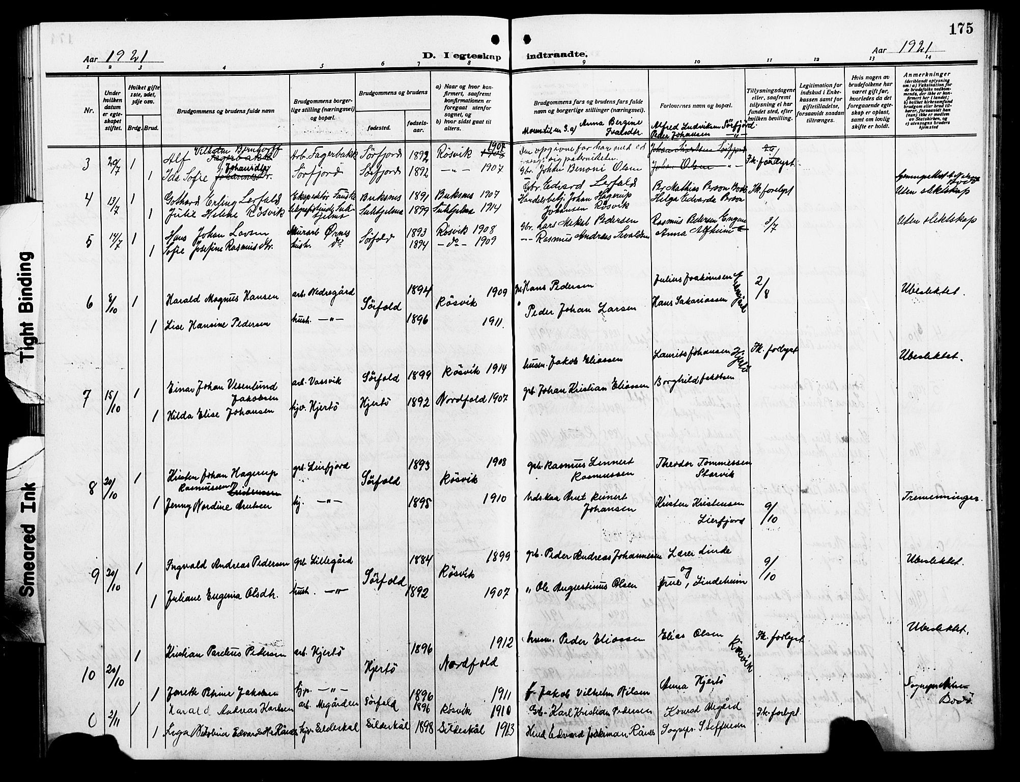 Ministerialprotokoller, klokkerbøker og fødselsregistre - Nordland, AV/SAT-A-1459/854/L0787: Parish register (copy) no. 854C03, 1913-1926, p. 175