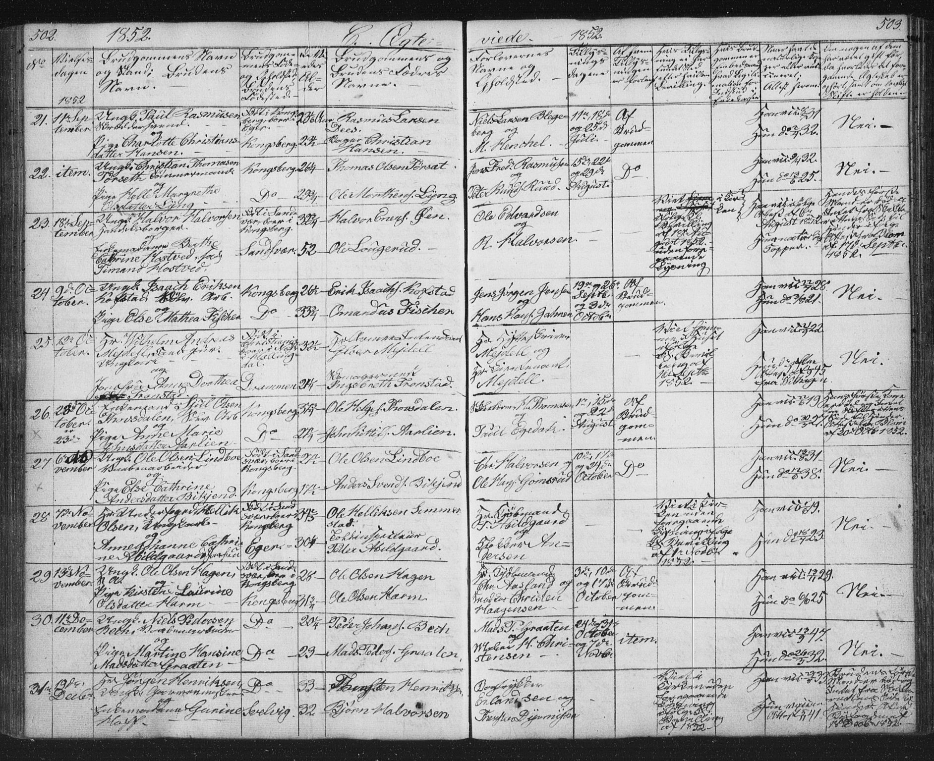 Kongsberg kirkebøker, AV/SAKO-A-22/G/Ga/L0002: Parish register (copy) no. 2, 1839-1858, p. 502-503