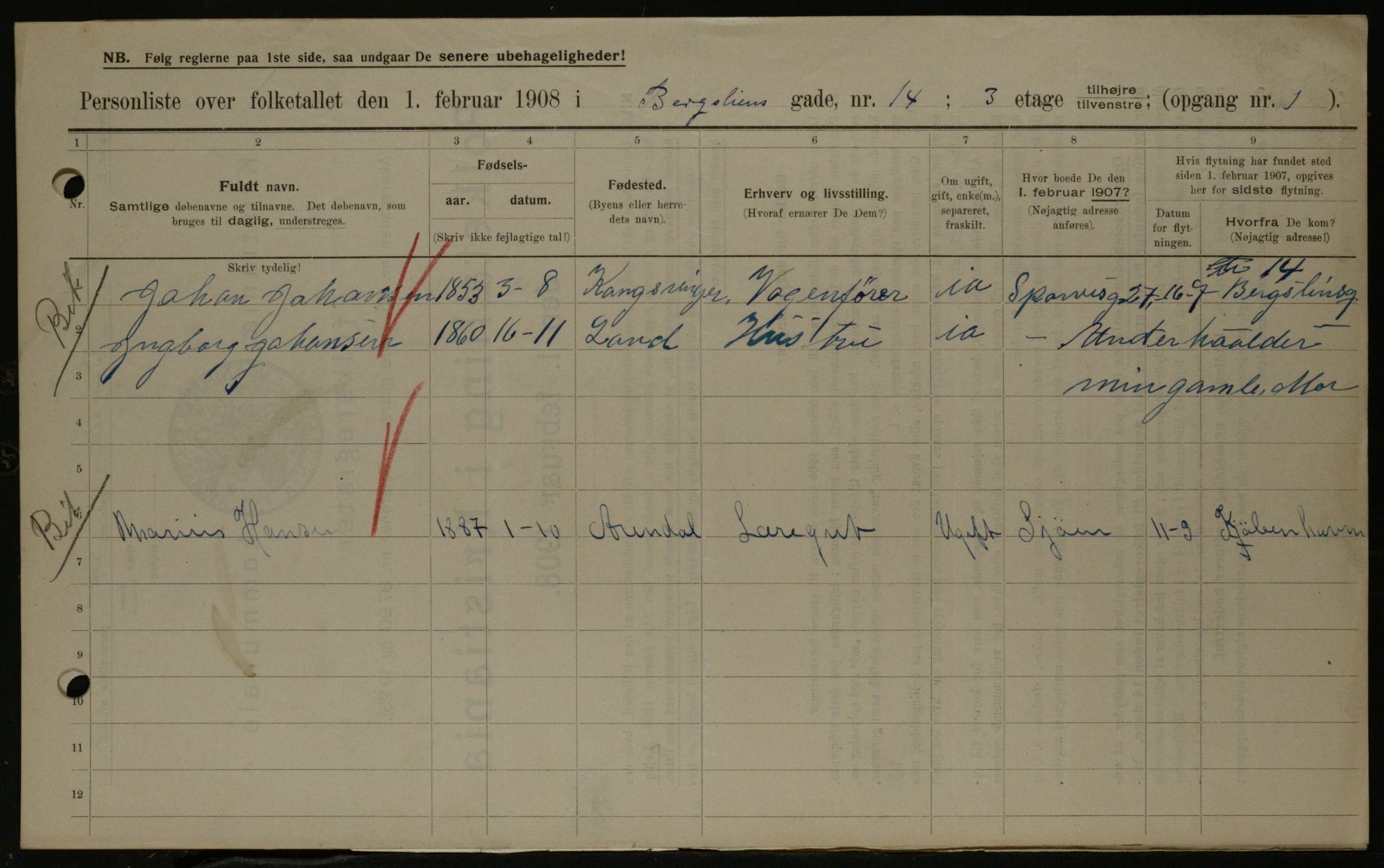 OBA, Municipal Census 1908 for Kristiania, 1908, p. 4313