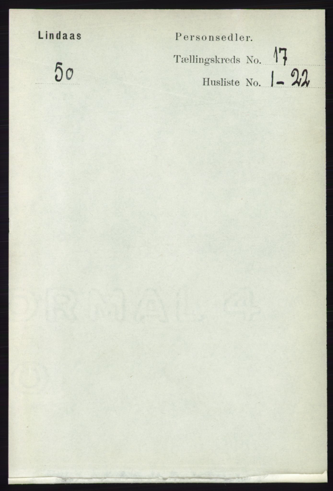 RA, 1891 census for 1263 Lindås, 1891, p. 6131
