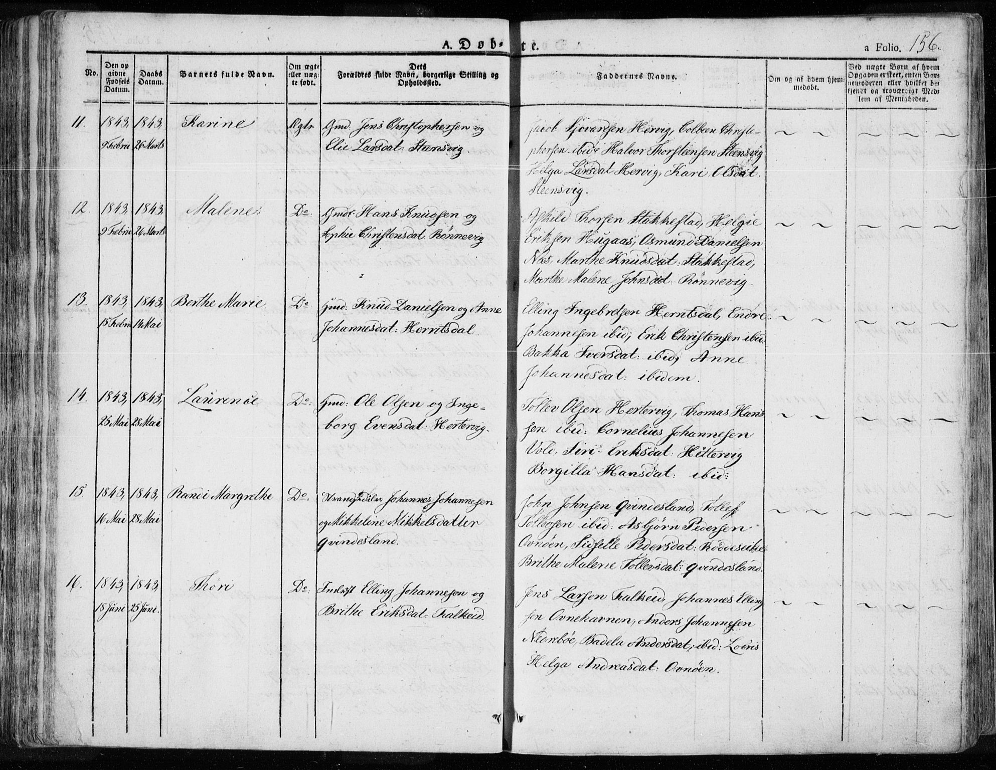 Tysvær sokneprestkontor, SAST/A -101864/H/Ha/Haa/L0001: Parish register (official) no. A 1.1, 1831-1856, p. 156