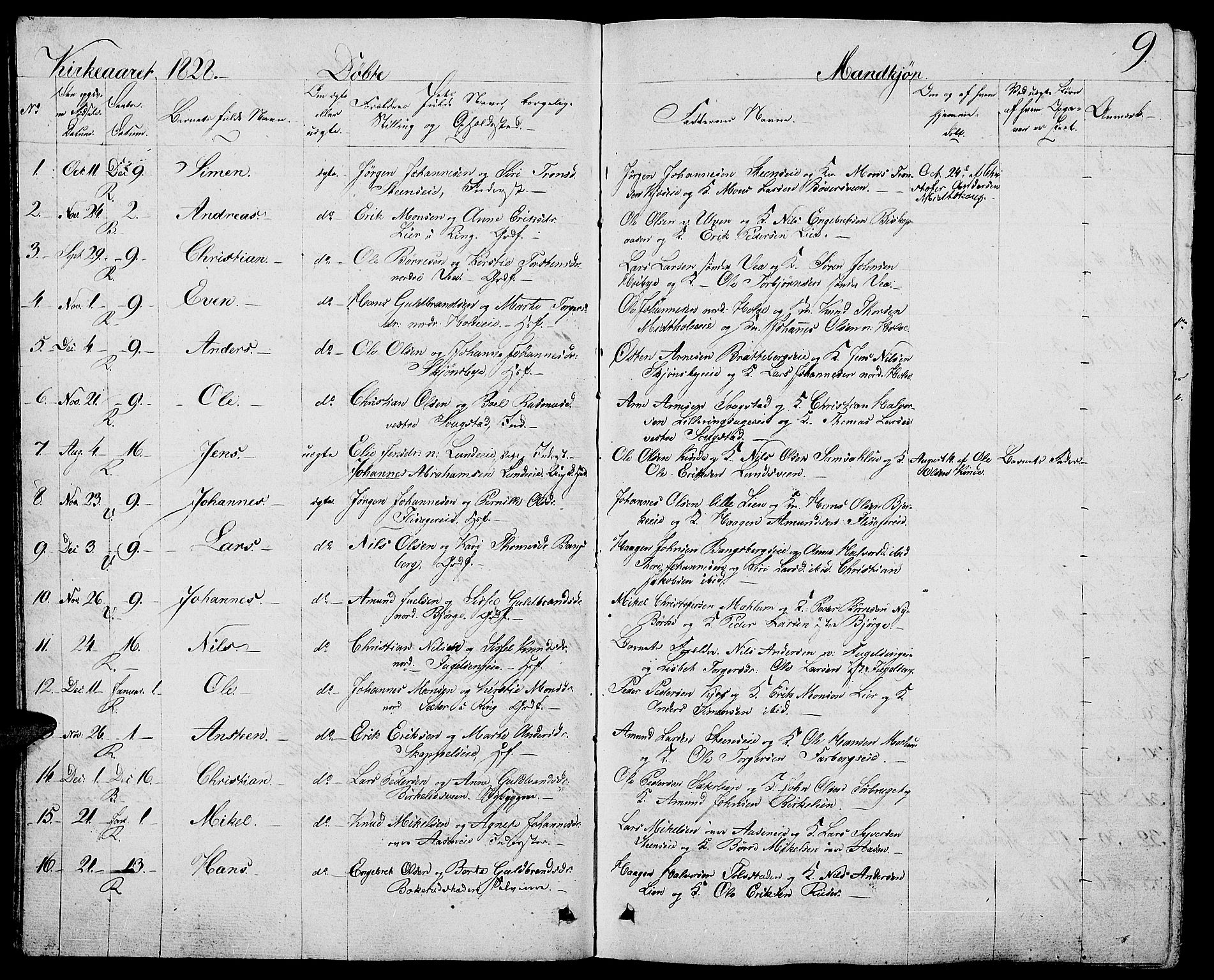 Ringsaker prestekontor, AV/SAH-PREST-014/L/La/L0004: Parish register (copy) no. 4, 1827-1838, p. 9