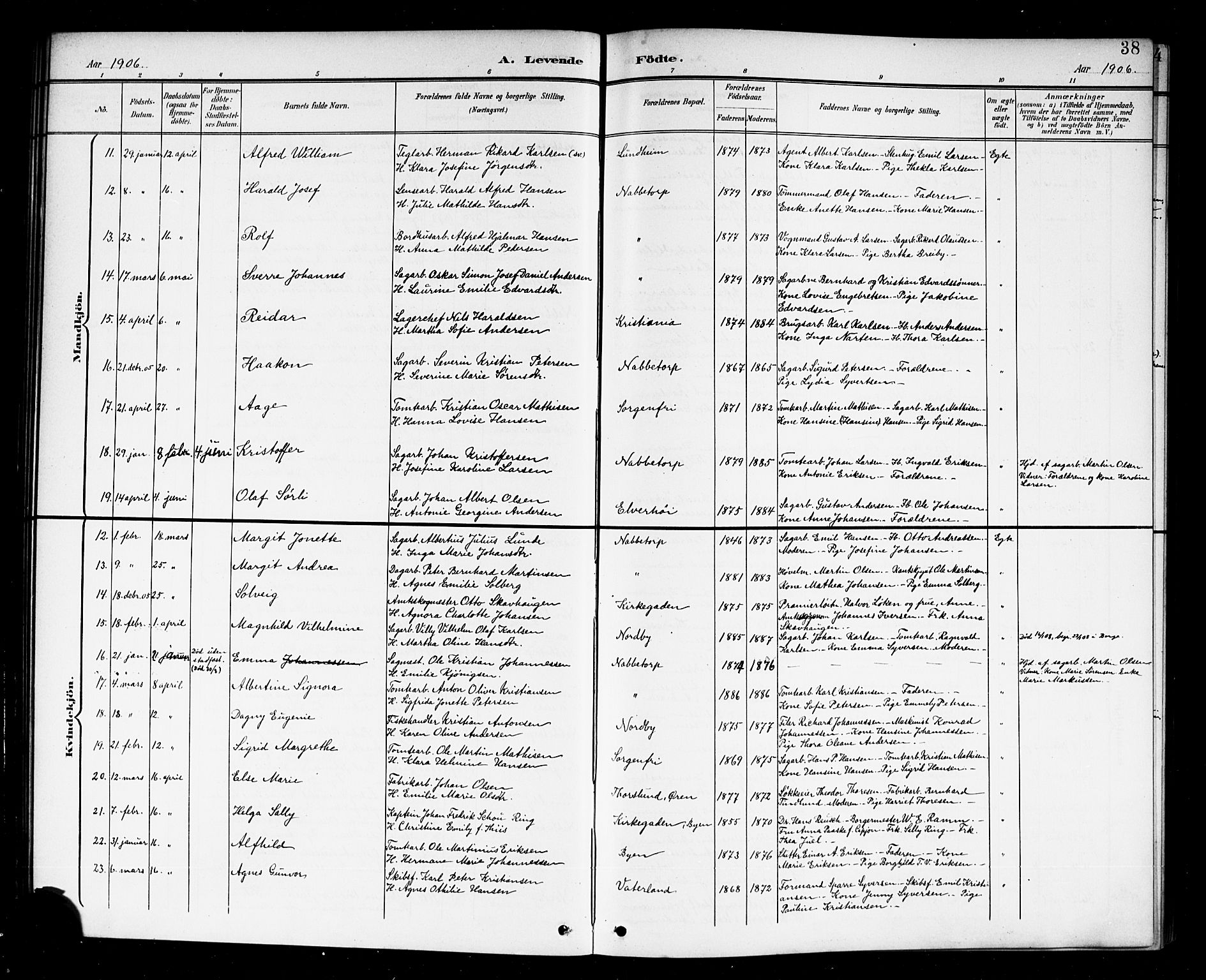 Østre Fredrikstad prestekontor Kirkebøker, AV/SAO-A-10907/G/Ga/L0002: Parish register (copy) no. 2, 1900-1919, p. 38