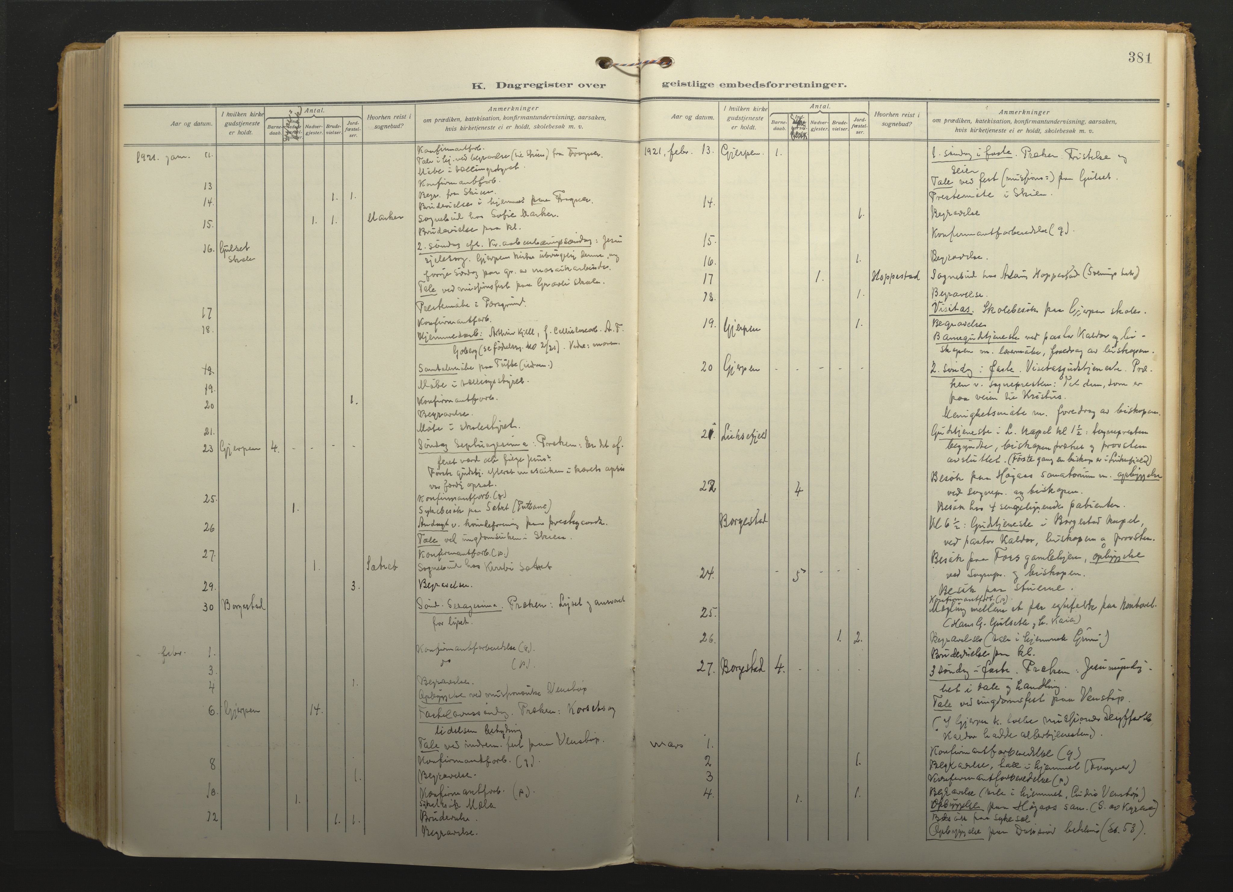 Gjerpen kirkebøker, SAKO/A-265/F/Fa/L0013: Parish register (official) no. I 13, 1914-1924, p. 381