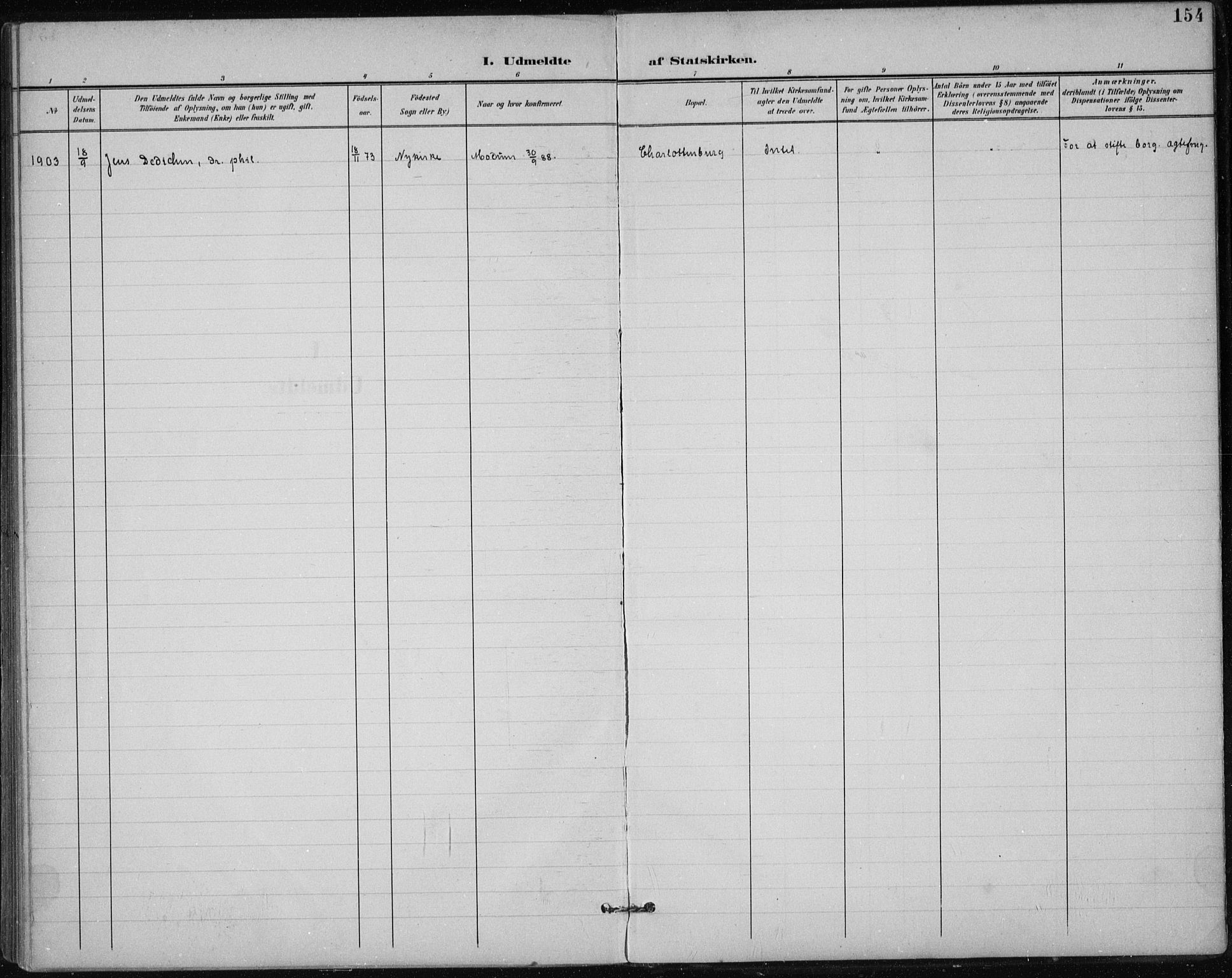 Modum kirkebøker, SAKO/A-234/F/Fa/L0017: Parish register (official) no. 17, 1900-1915, p. 154